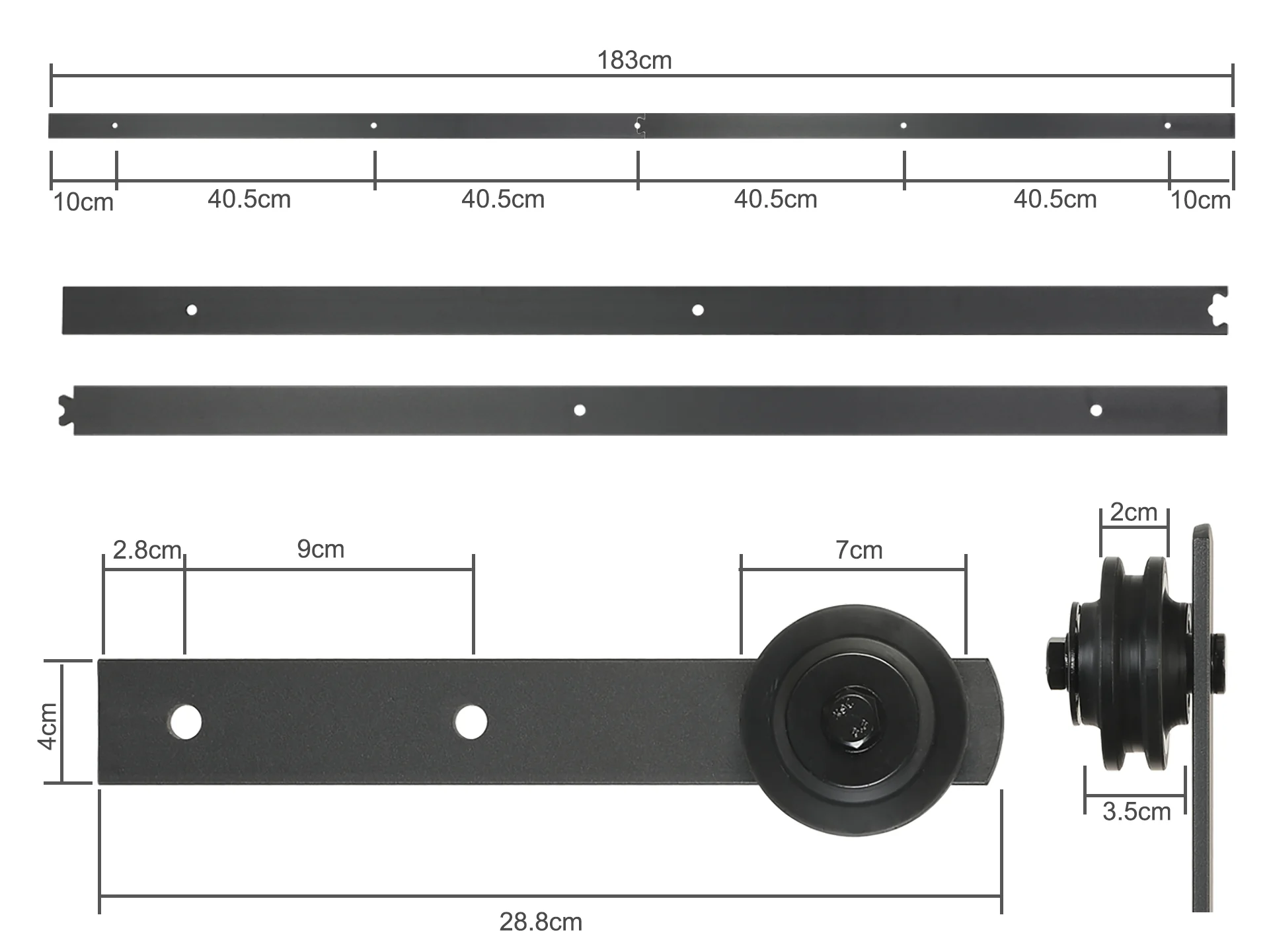 1.8m Sliding Barn Door Track Hardware Kit - Image 9