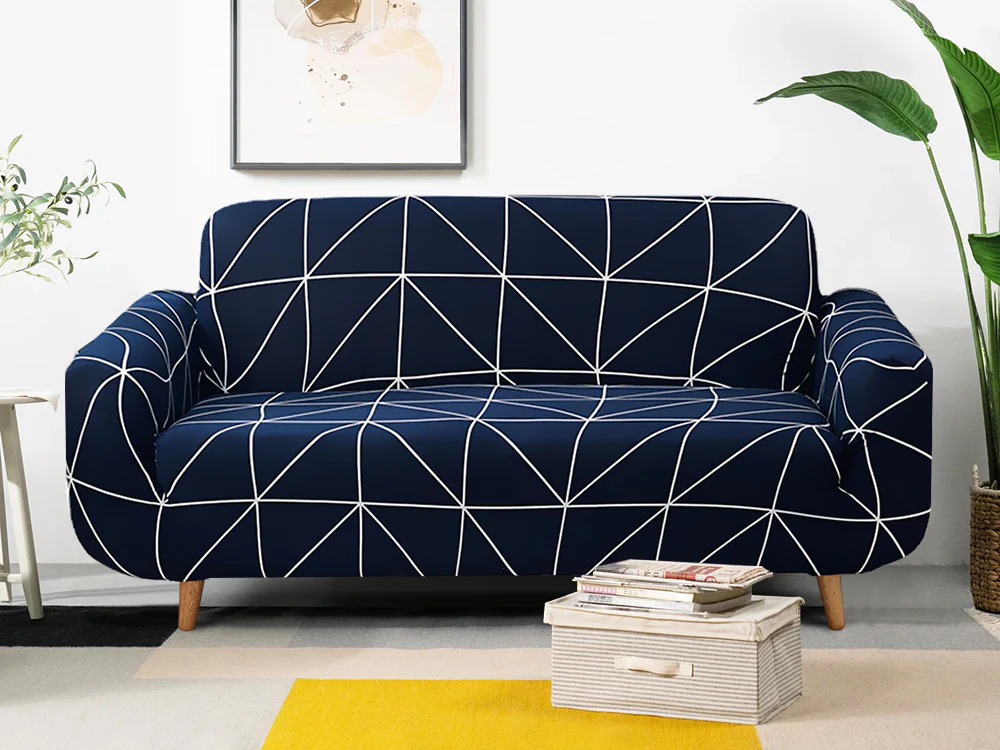 2 Seater Sofa Couch Cover 145-185cm - Grid - Image 2