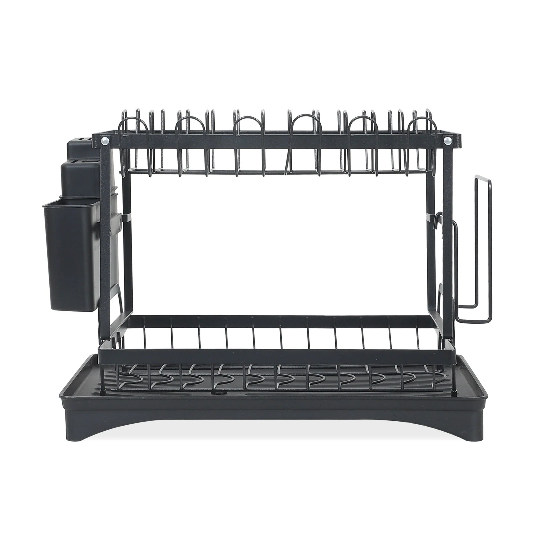 2 Tier Kitchen Storage Dish Rack Drainer - Black - Image 3