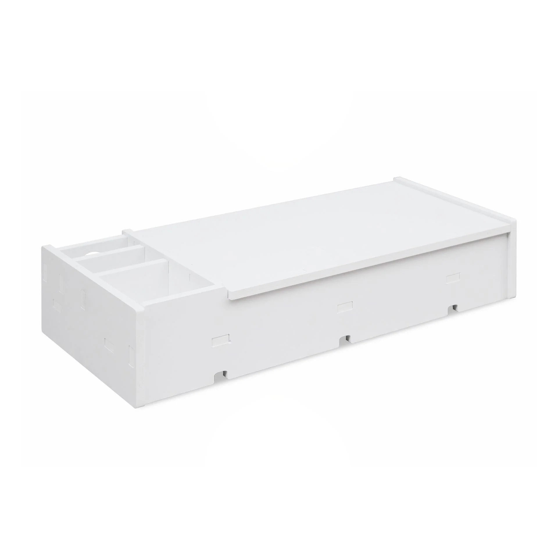 2 Tier Monitor Stand Riser Storage Organizer Shelf - White - Image 5