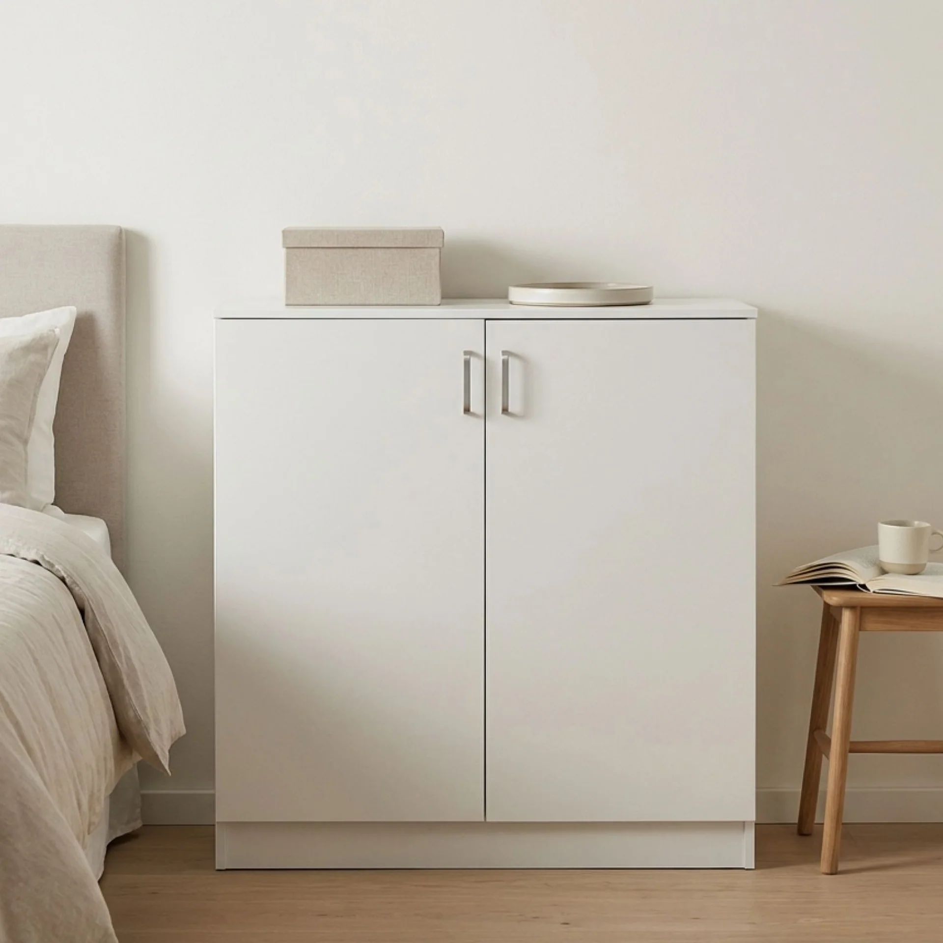 Nordic 2 Door Storage Cupboard - White - Image 3