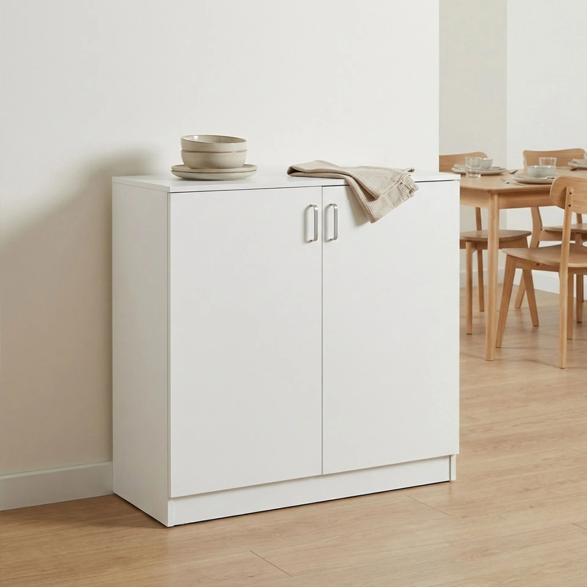 Nordic 2 Door Storage Cupboard - White - Image 4