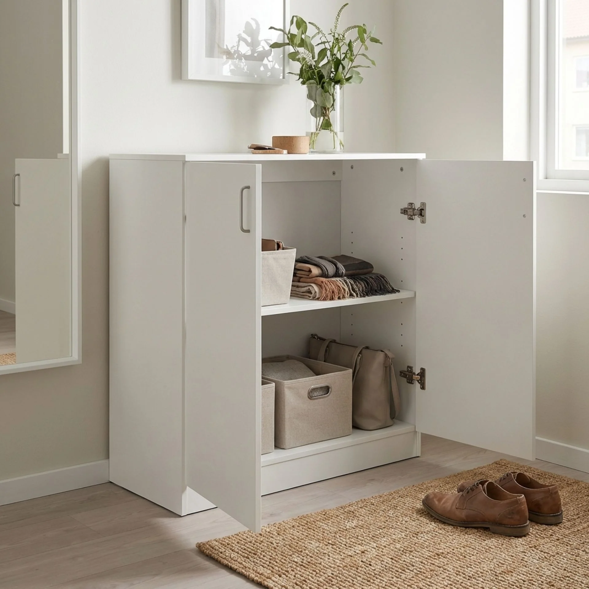 Nordic 2 Door Storage Cupboard - White - Image 6