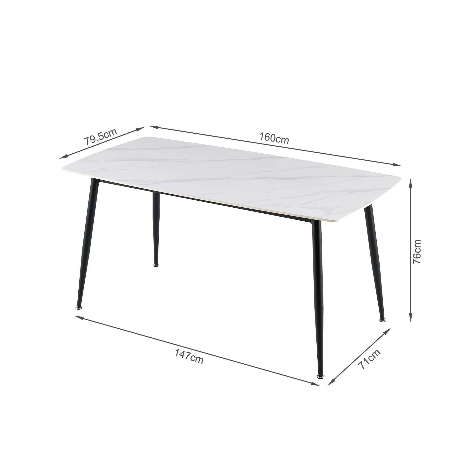 Adley Dining Table 160 x 80 x 75cm - White - Image 10