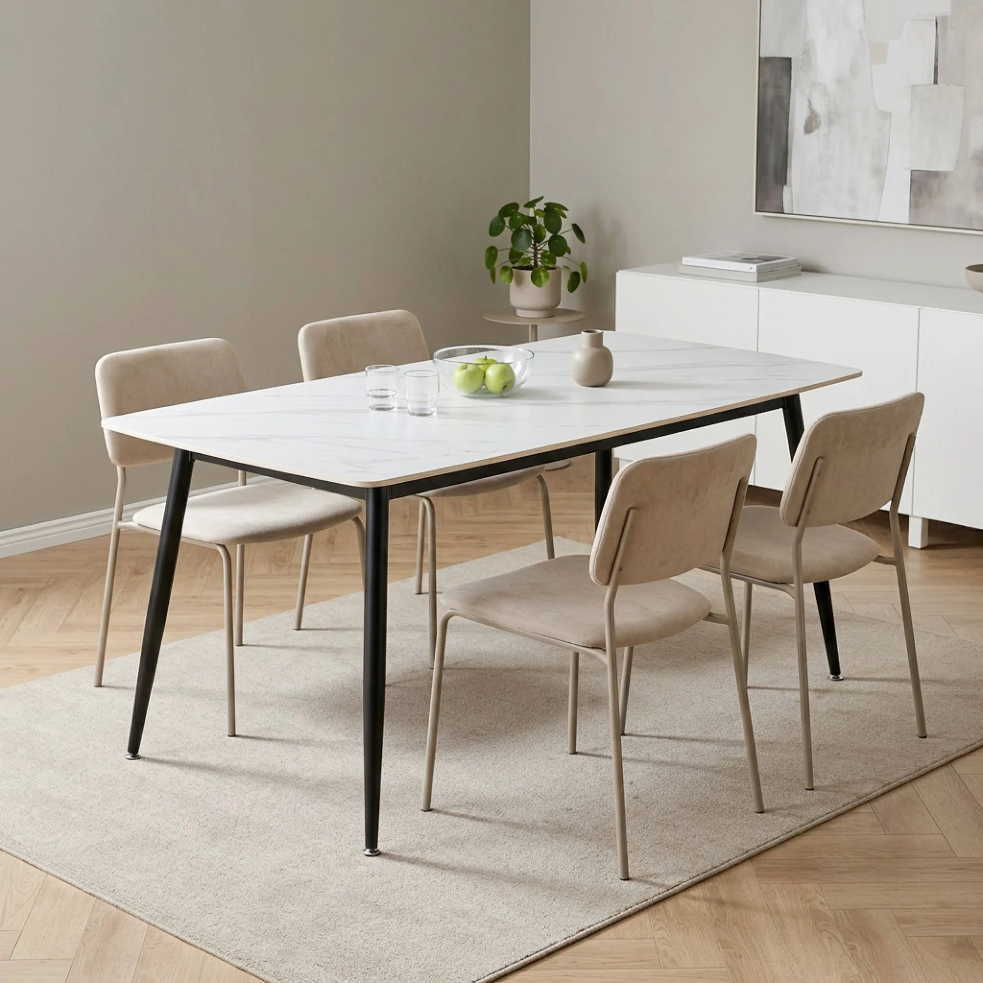 Adley Dining Table 160 x 80 x 75cm - White - Image 3
