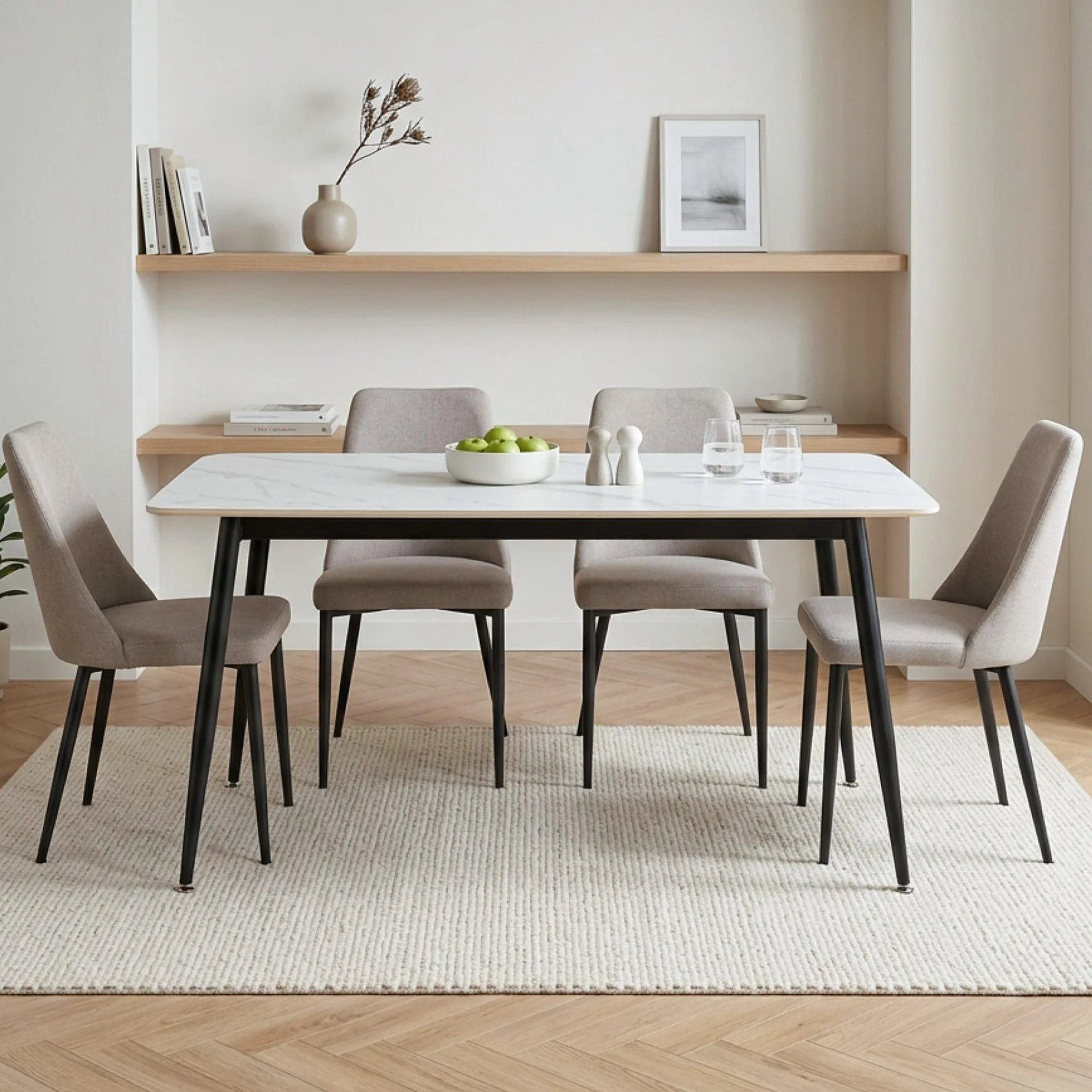 Adley Dining Table 160 x 80 x 75cm - White - Image 4
