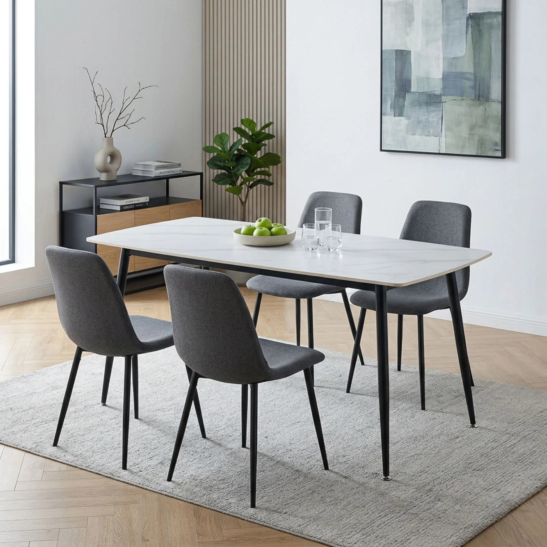 Adley Dining Table 160 x 80 x 75cm - White - Image 5