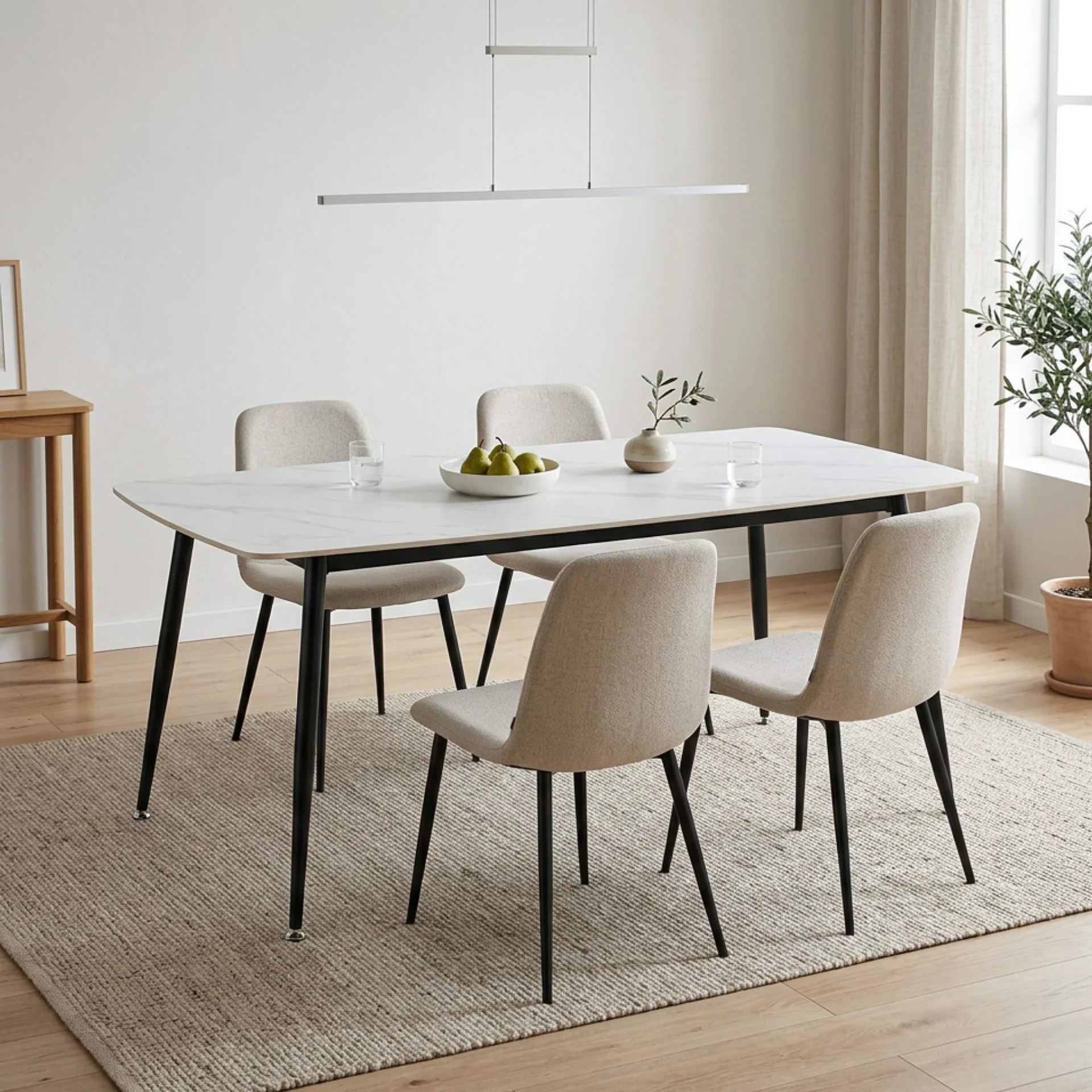Adley Dining Table 160 x 80 x 75cm - White - Image 6