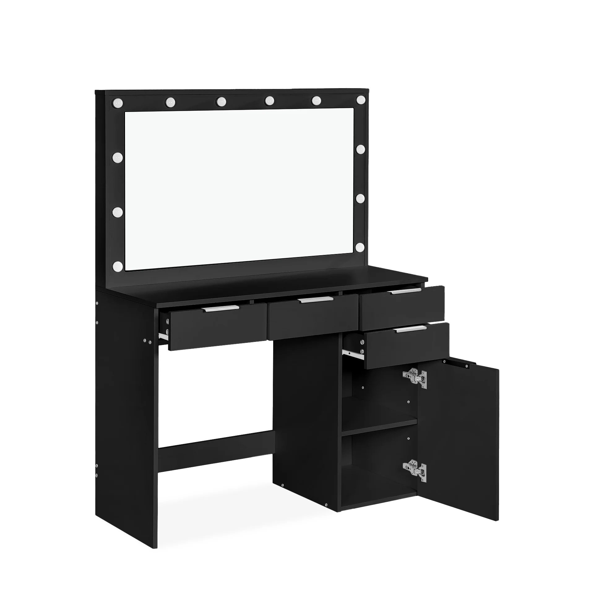 Comfrey 2 Piece Dressing Table with Mirror & Stool Set - Black - Image 10
