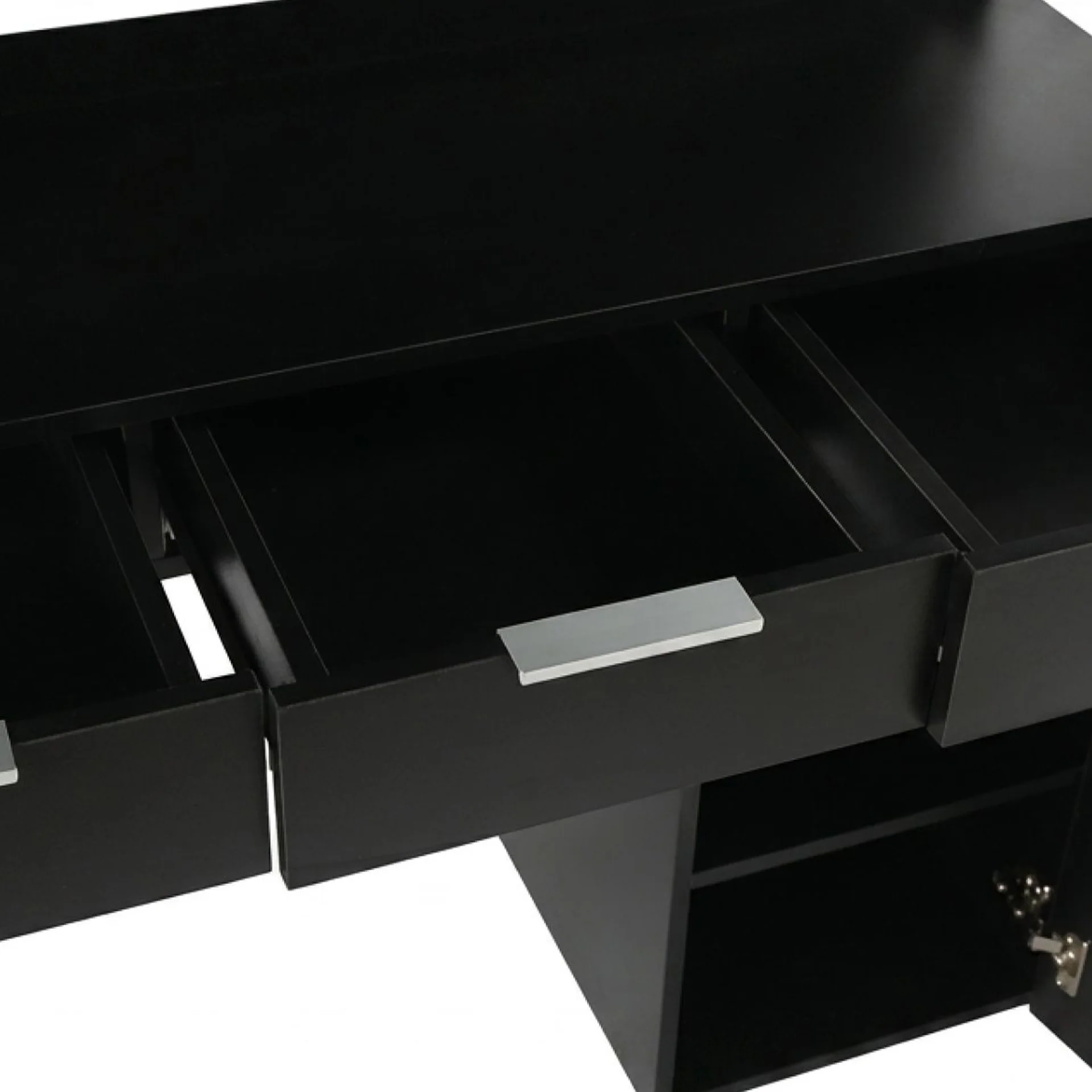 Comfrey 2 Piece Dressing Table with Mirror & Stool Set - Black - Image 11