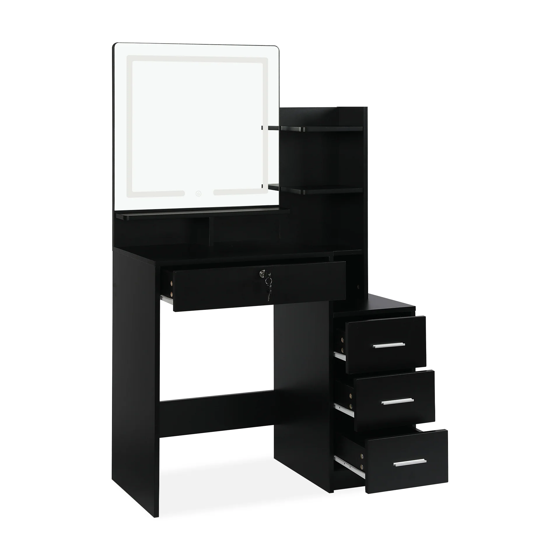 Gardenia 2 Piece Dressing Table with Mirror & Stool Set - Black - Image 9