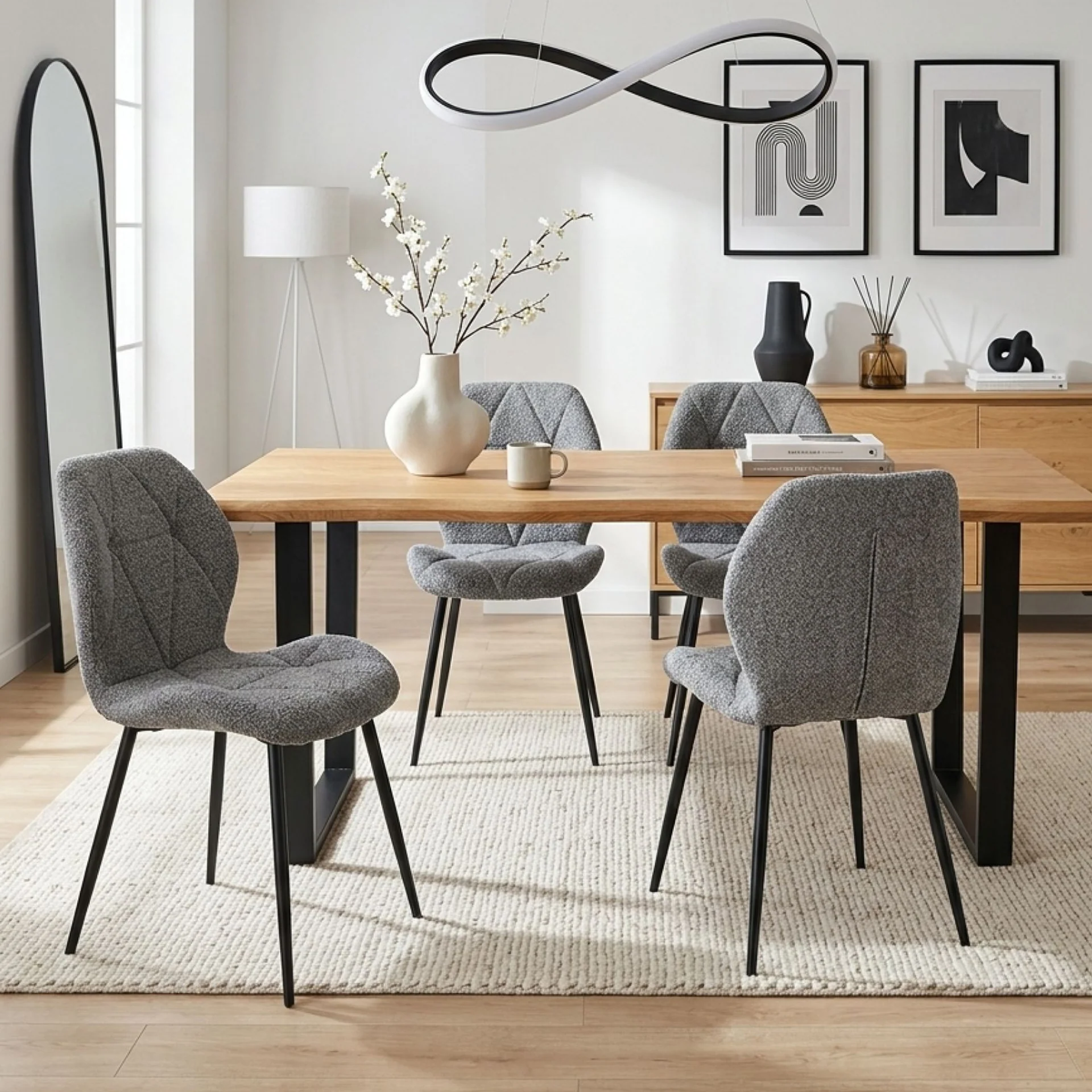 Nori Fabric Dining Chair - Set Of 4 - Grey