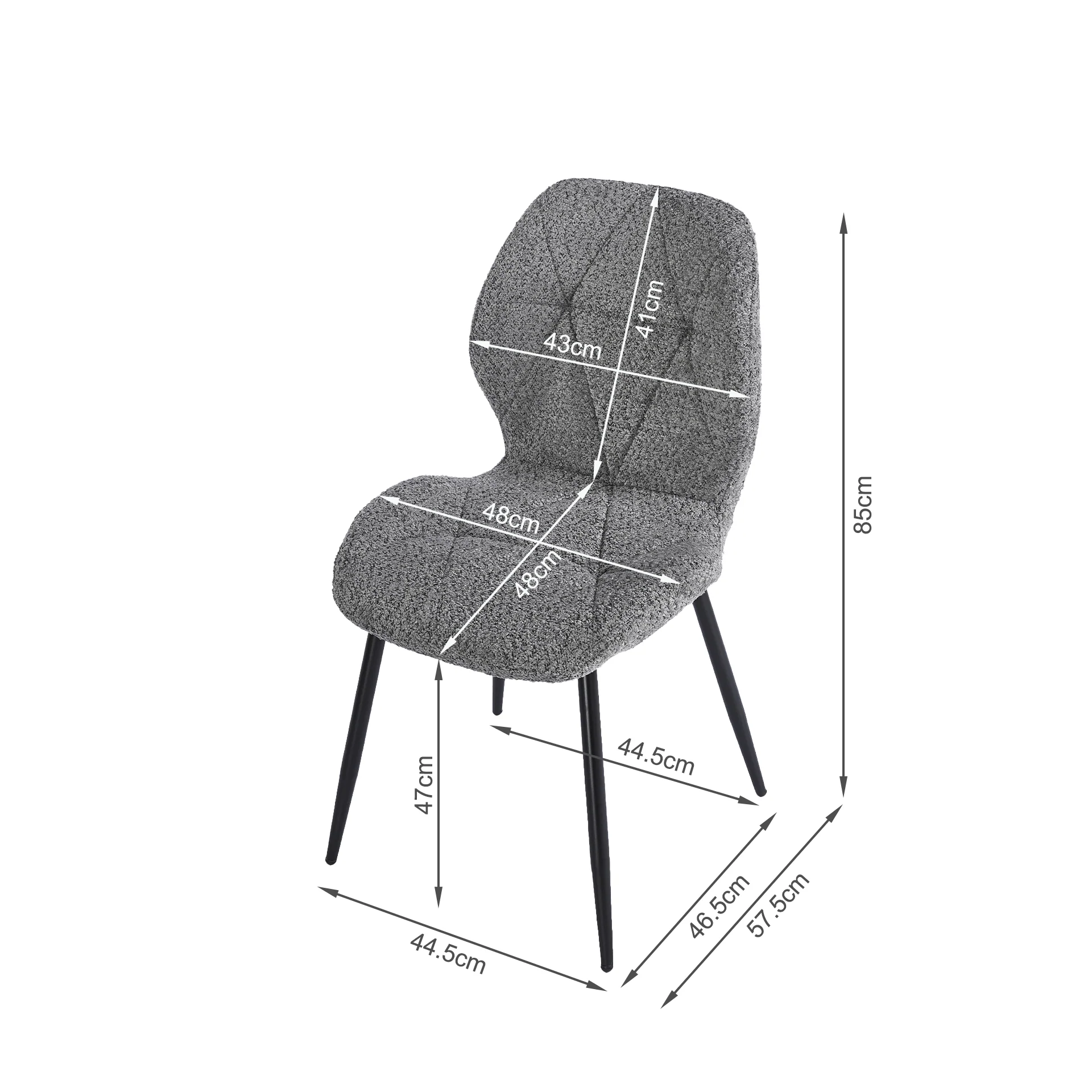 Nori Fabric Dining Chair - Set Of 4 - Grey - Image 13