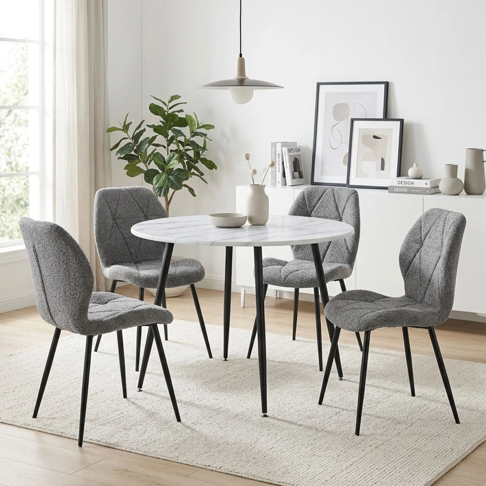 Nori Fabric Dining Chair - Set Of 4 - Grey - Image 3