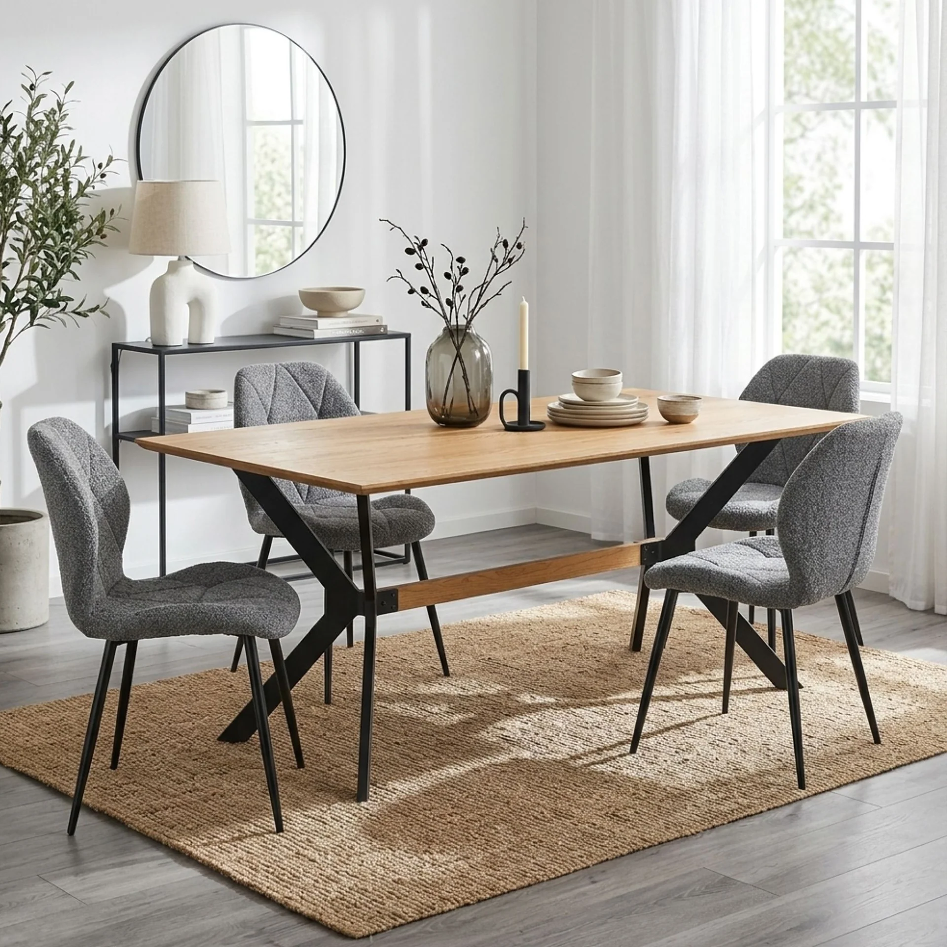 Nori Fabric Dining Chair - Set Of 4 - Grey - Image 4