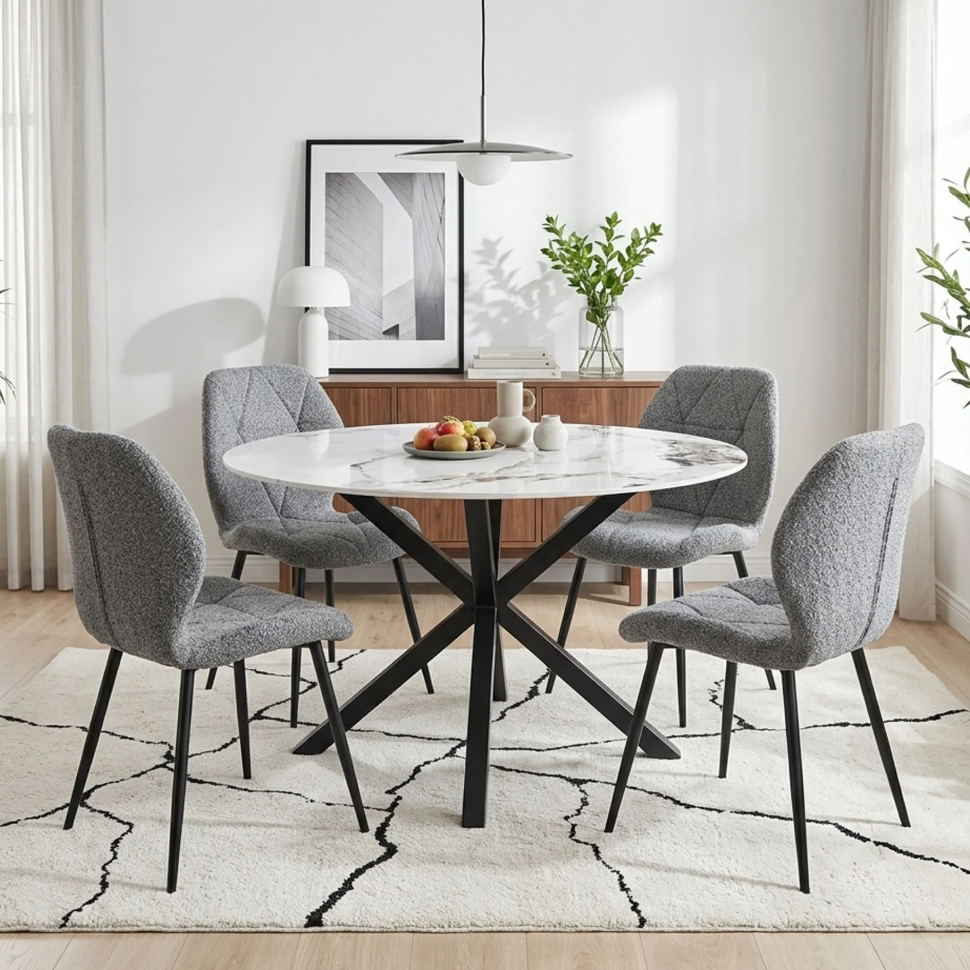 Nori Fabric Dining Chair - Set Of 4 - Grey - Image 5