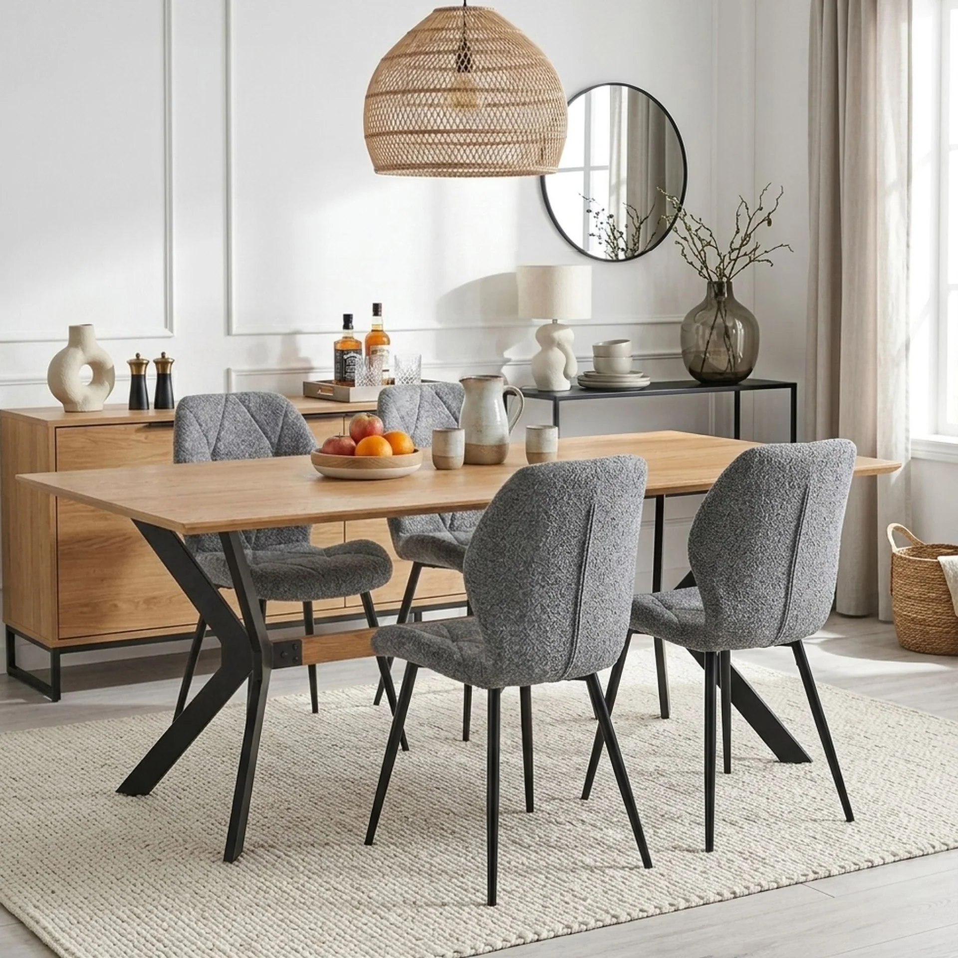 Nori Fabric Dining Chair - Set Of 4 - Grey - Image 6
