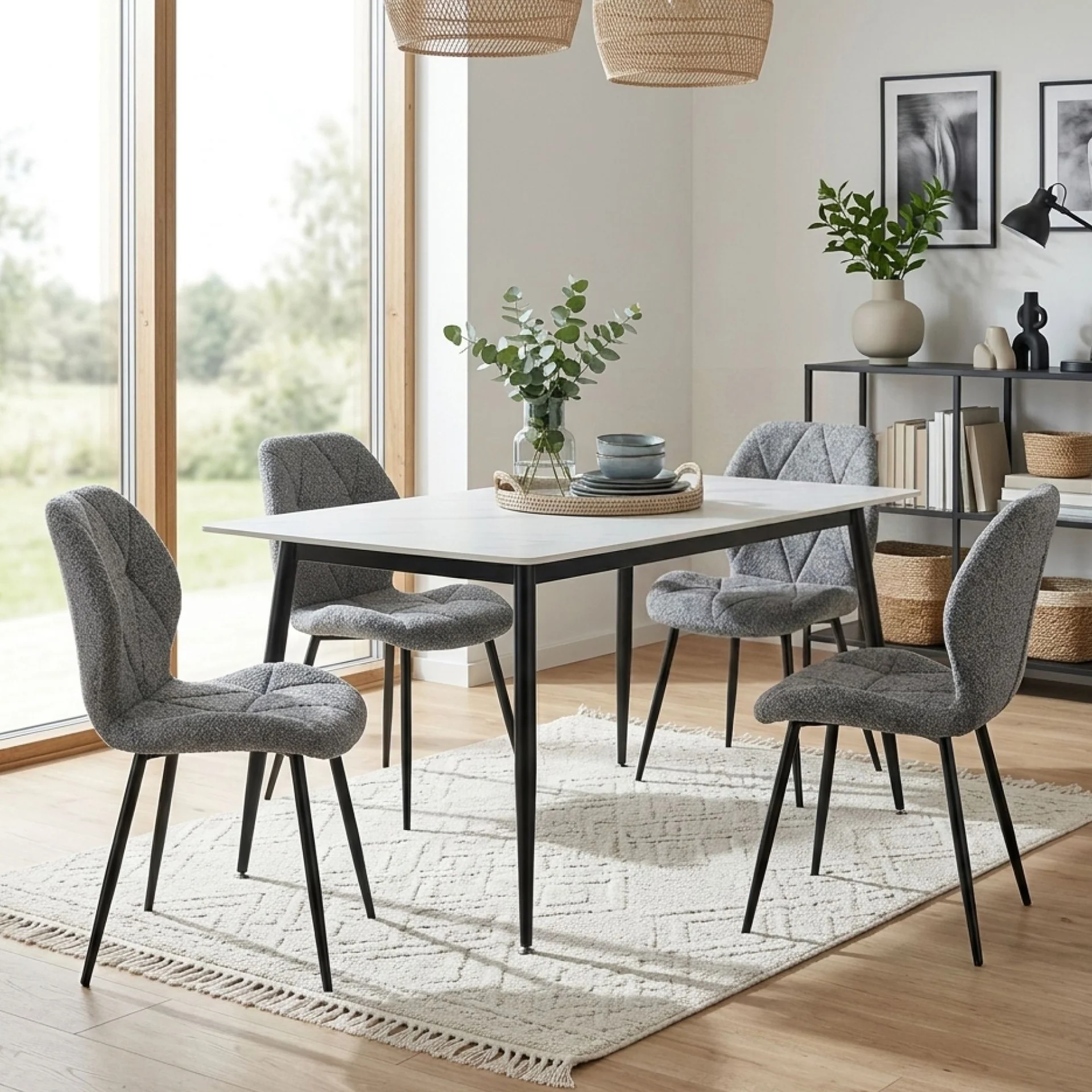 Nori Fabric Dining Chair - Set Of 4 - Grey - Image 7