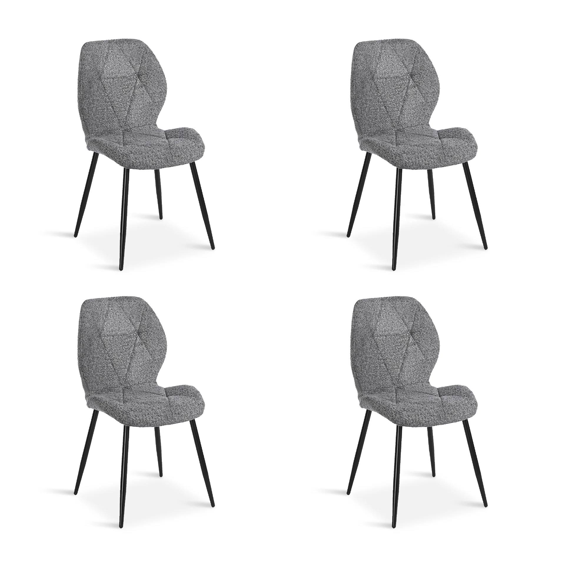 Nori Fabric Dining Chair - Set Of 4 - Grey - Image 8
