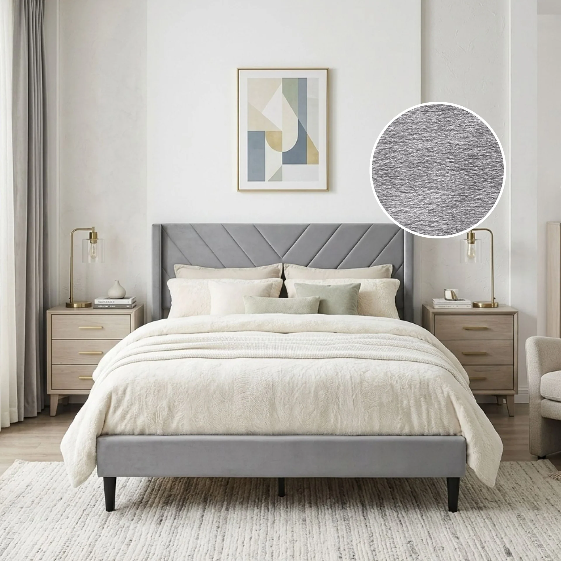 Haven Double Bed Frame - Grey - Image 2