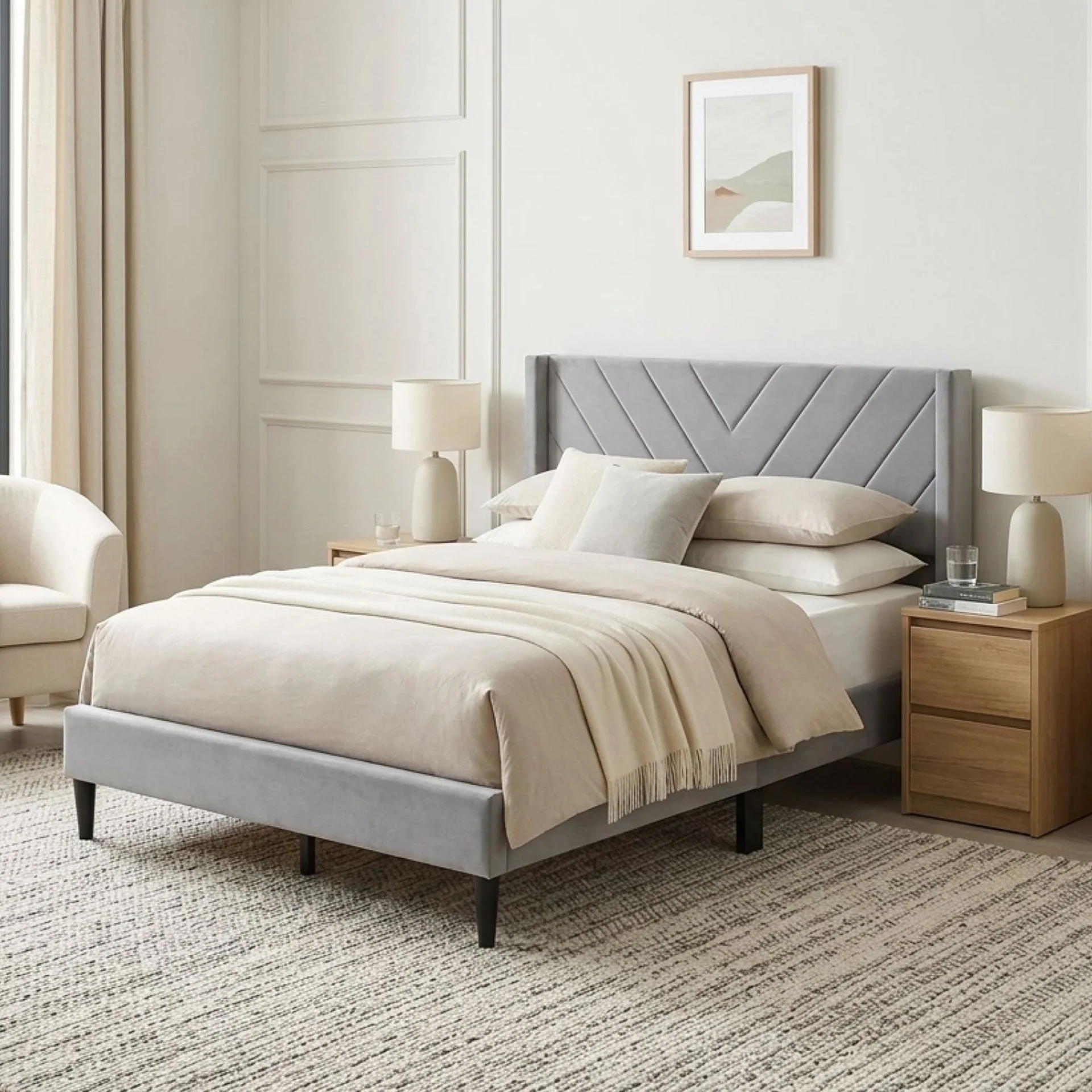 Haven Double Bed Frame - Grey - Image 3