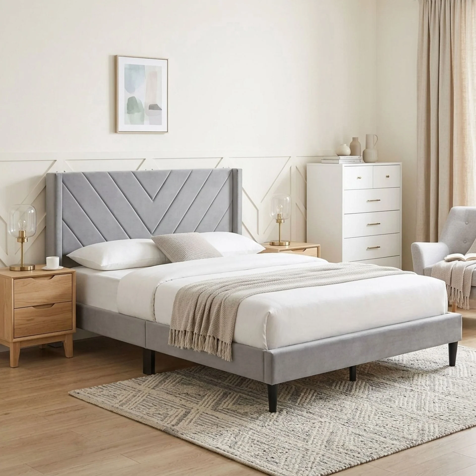 Haven Double Bed Frame - Grey - Image 4