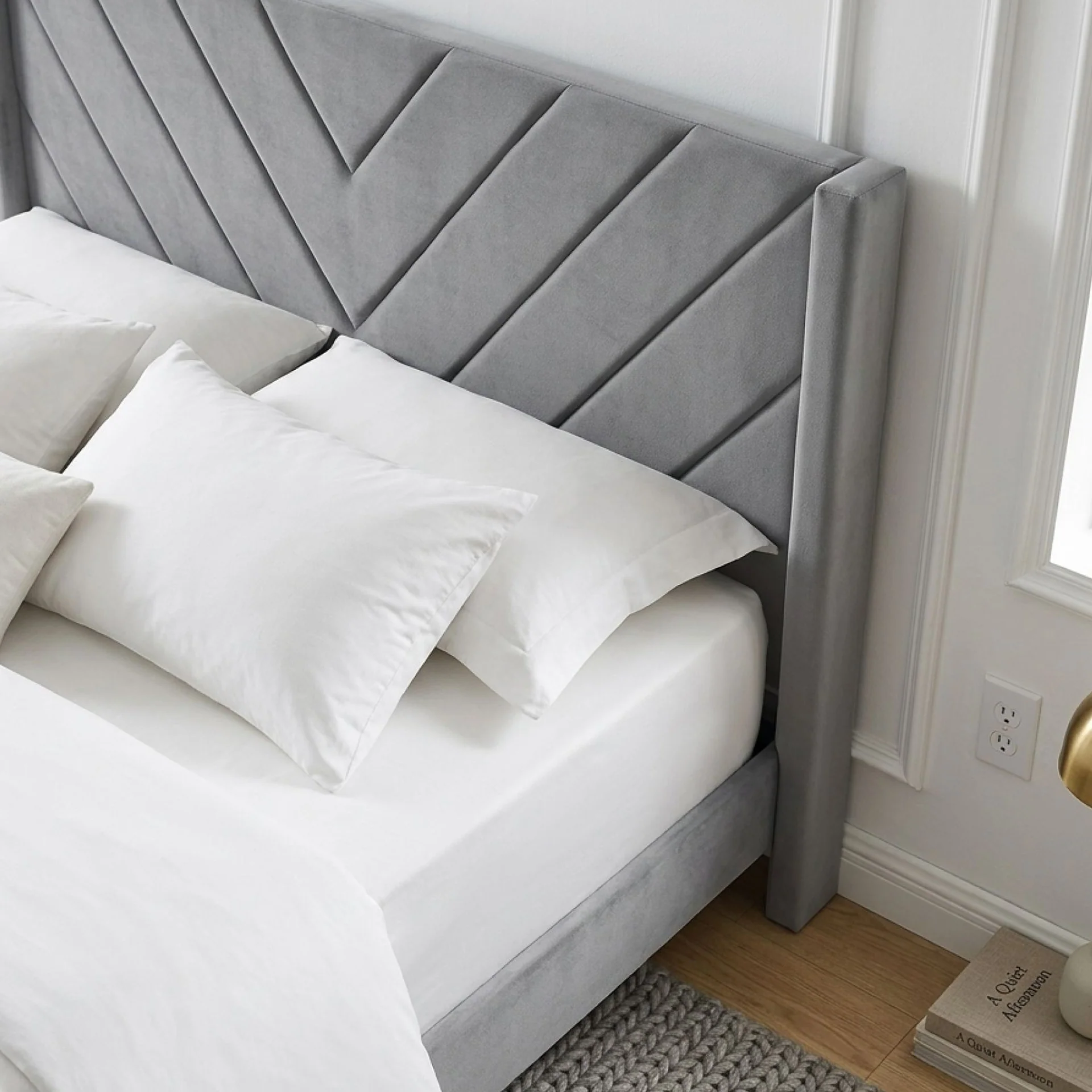 Haven Double Bed Frame - Grey - Image 5