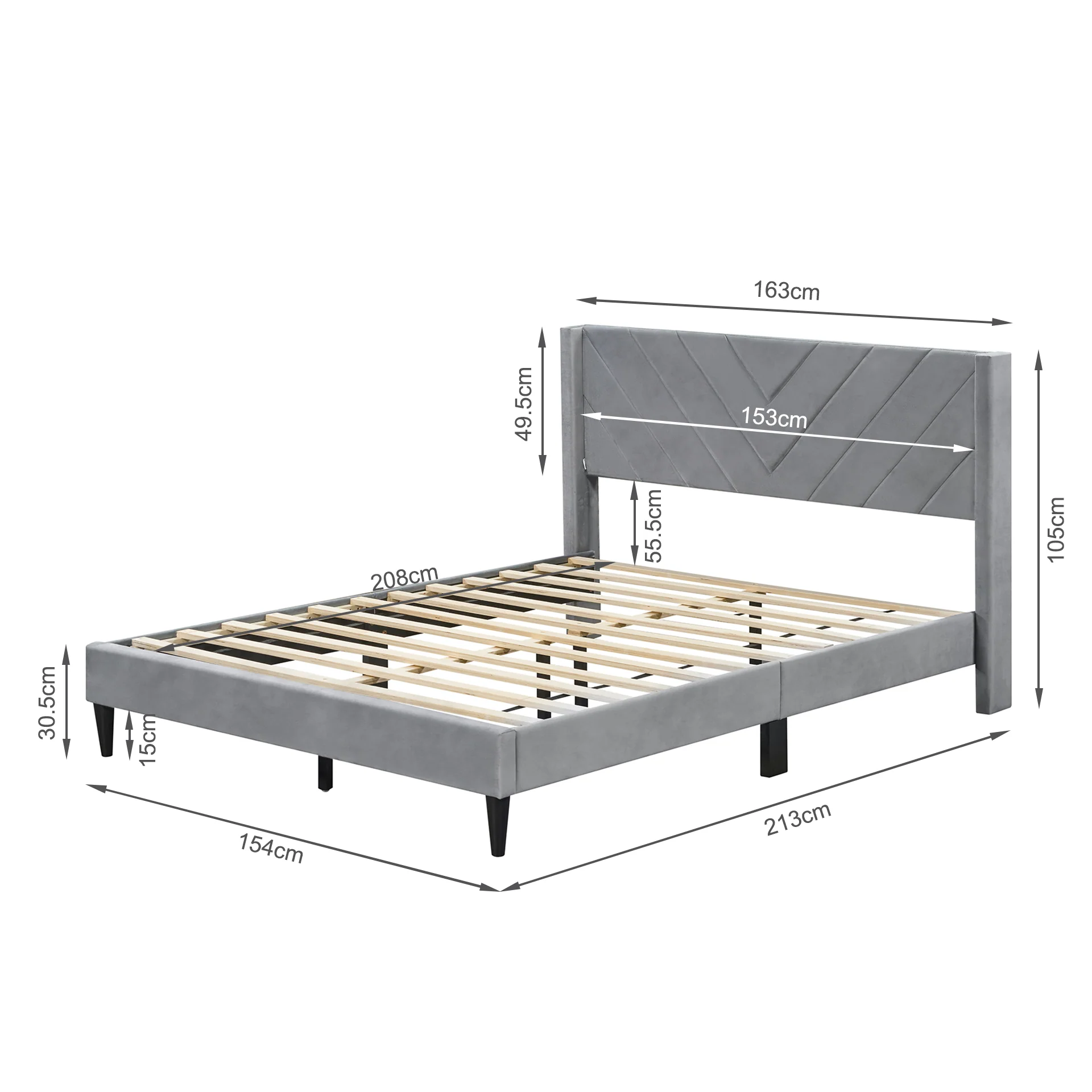 Haven Queen Bed Frame - Grey - Image 11