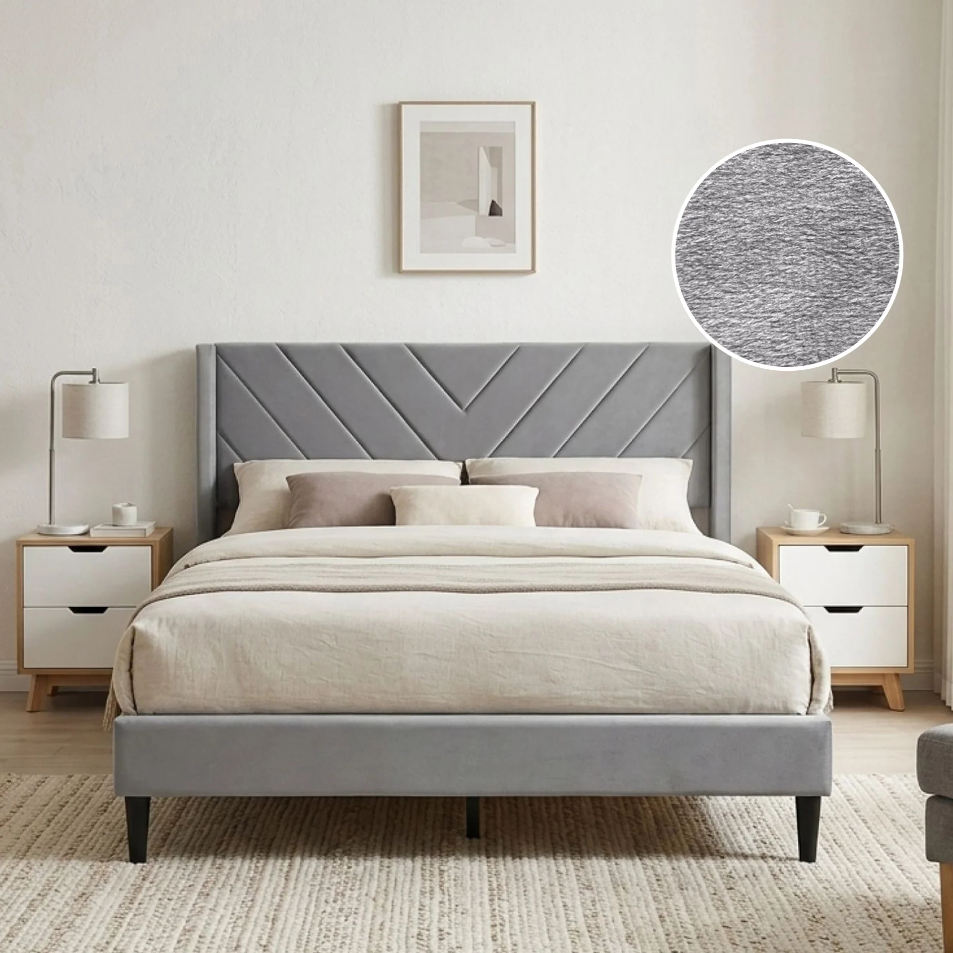 Haven Queen Bed Frame - Grey - Image 2
