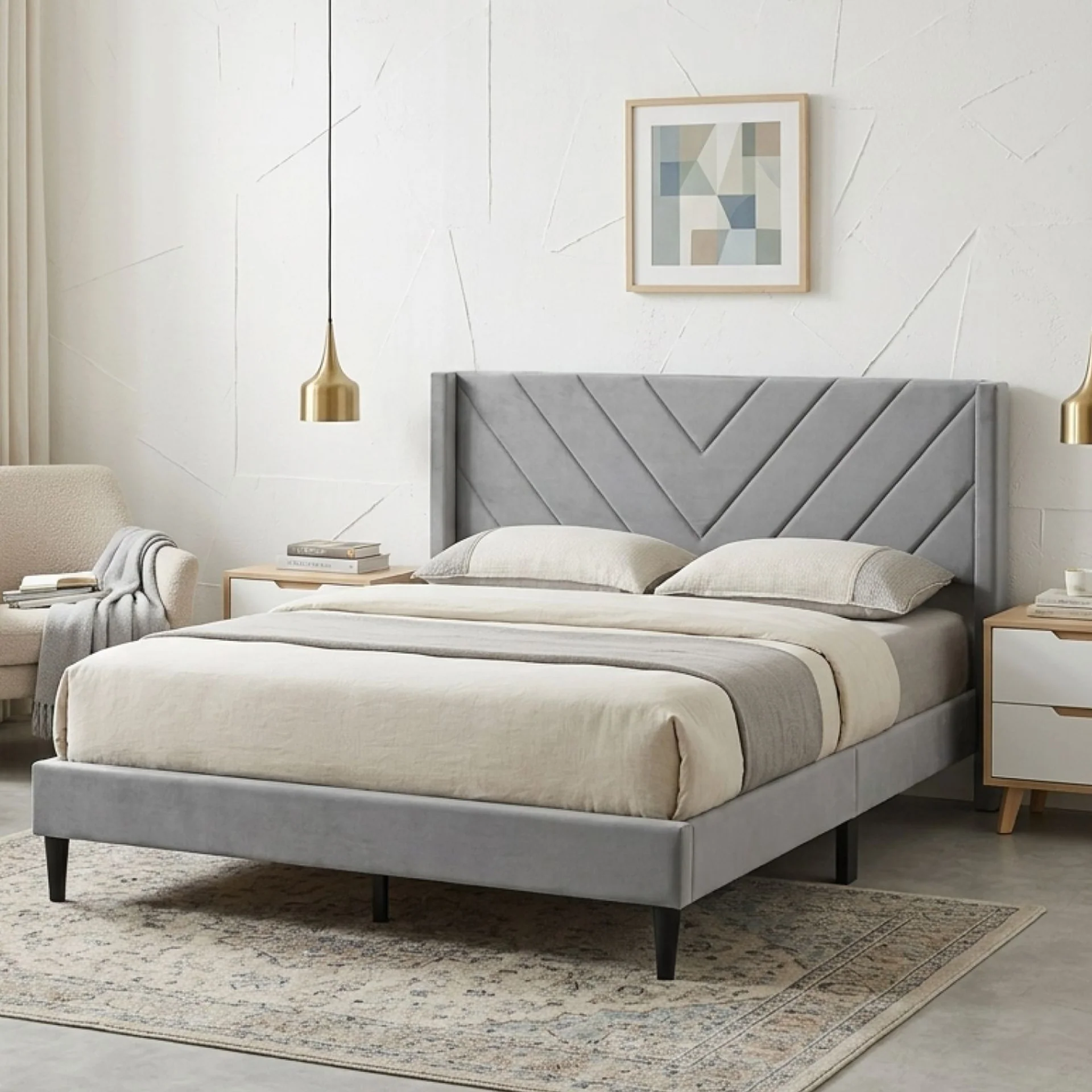Haven Queen Bed Frame - Grey - Image 3