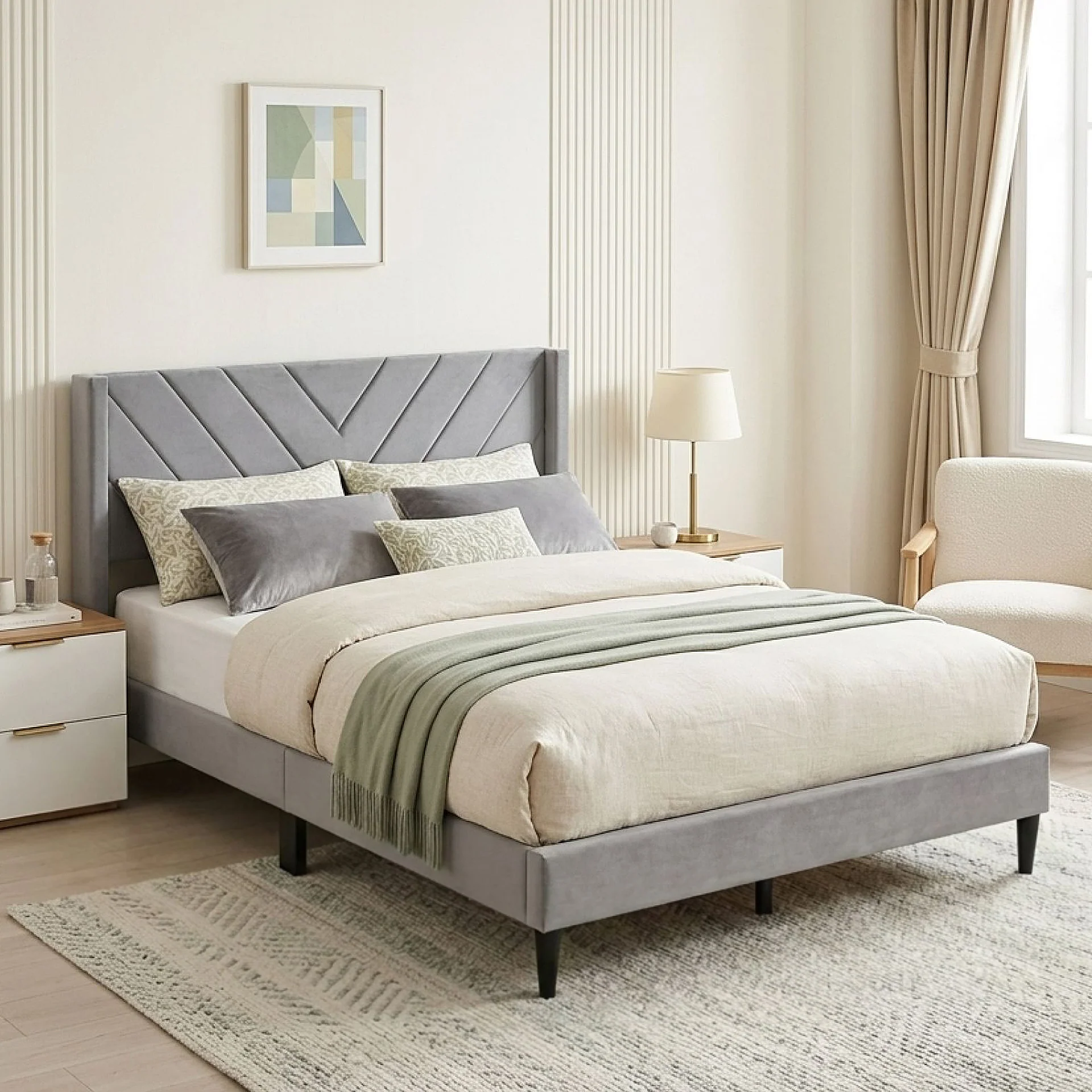 Haven Queen Bed Frame - Grey - Image 4