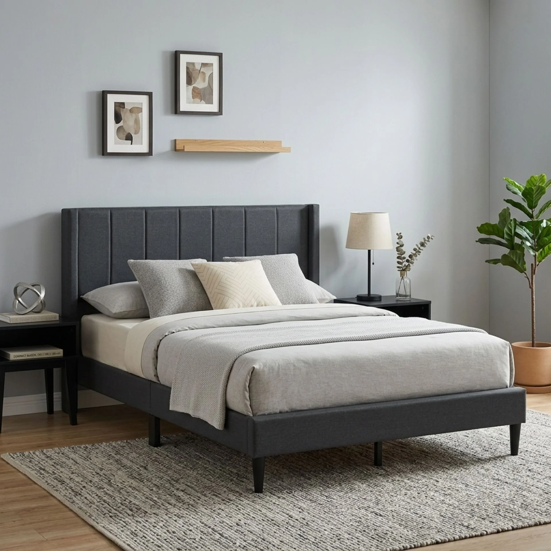 Linden Double Bed Frame - Dark Grey - Image 3