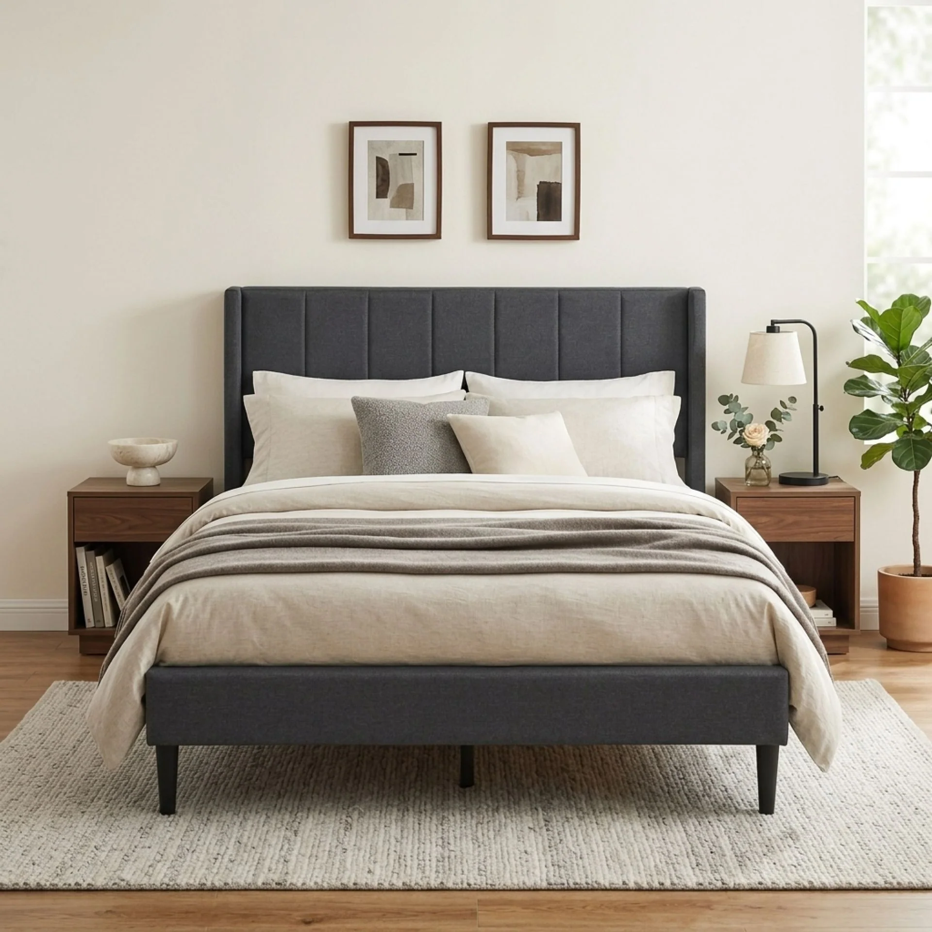 Linden Double Bed Frame - Dark Grey - Image 5