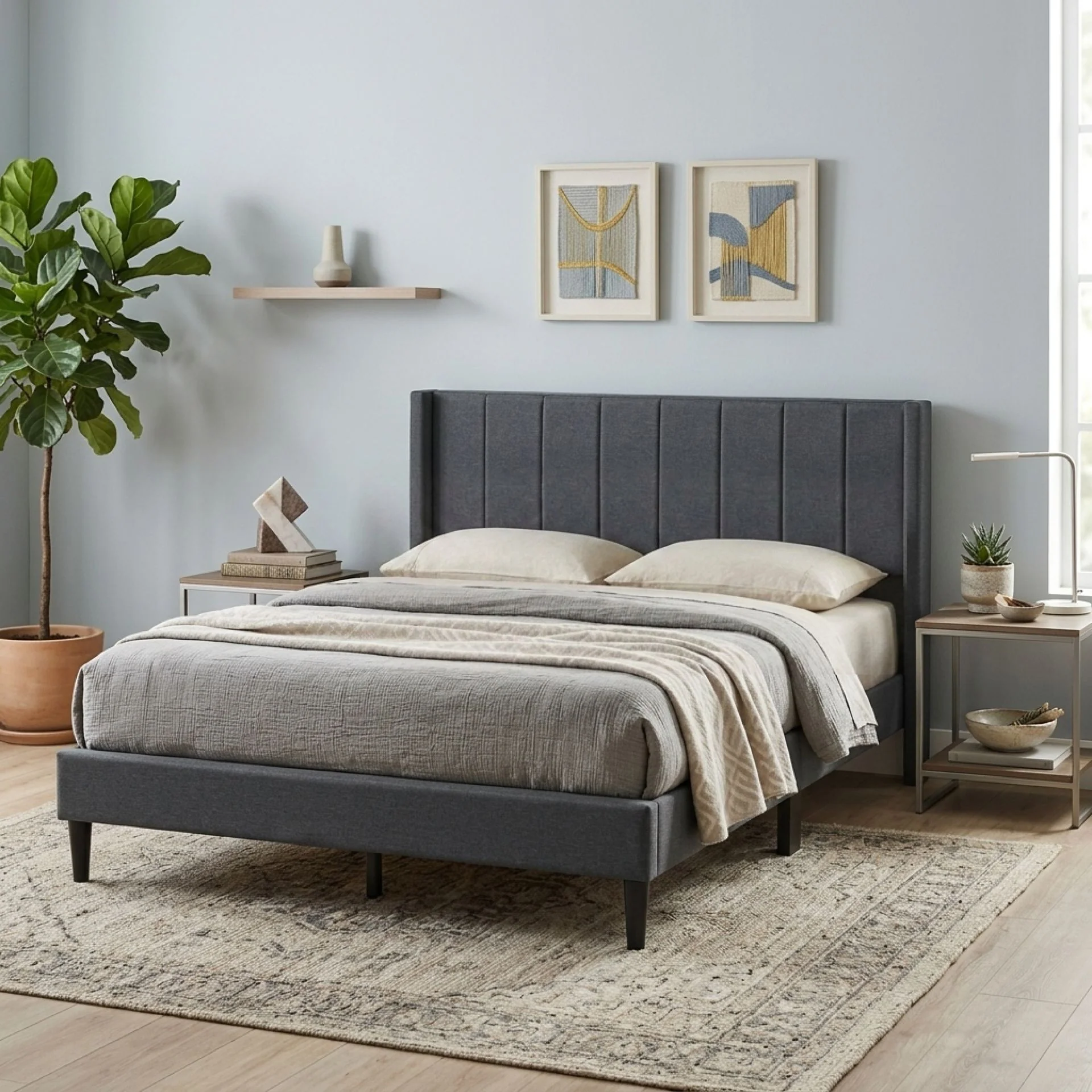 Linden Queen Bed Frame - Dark Grey