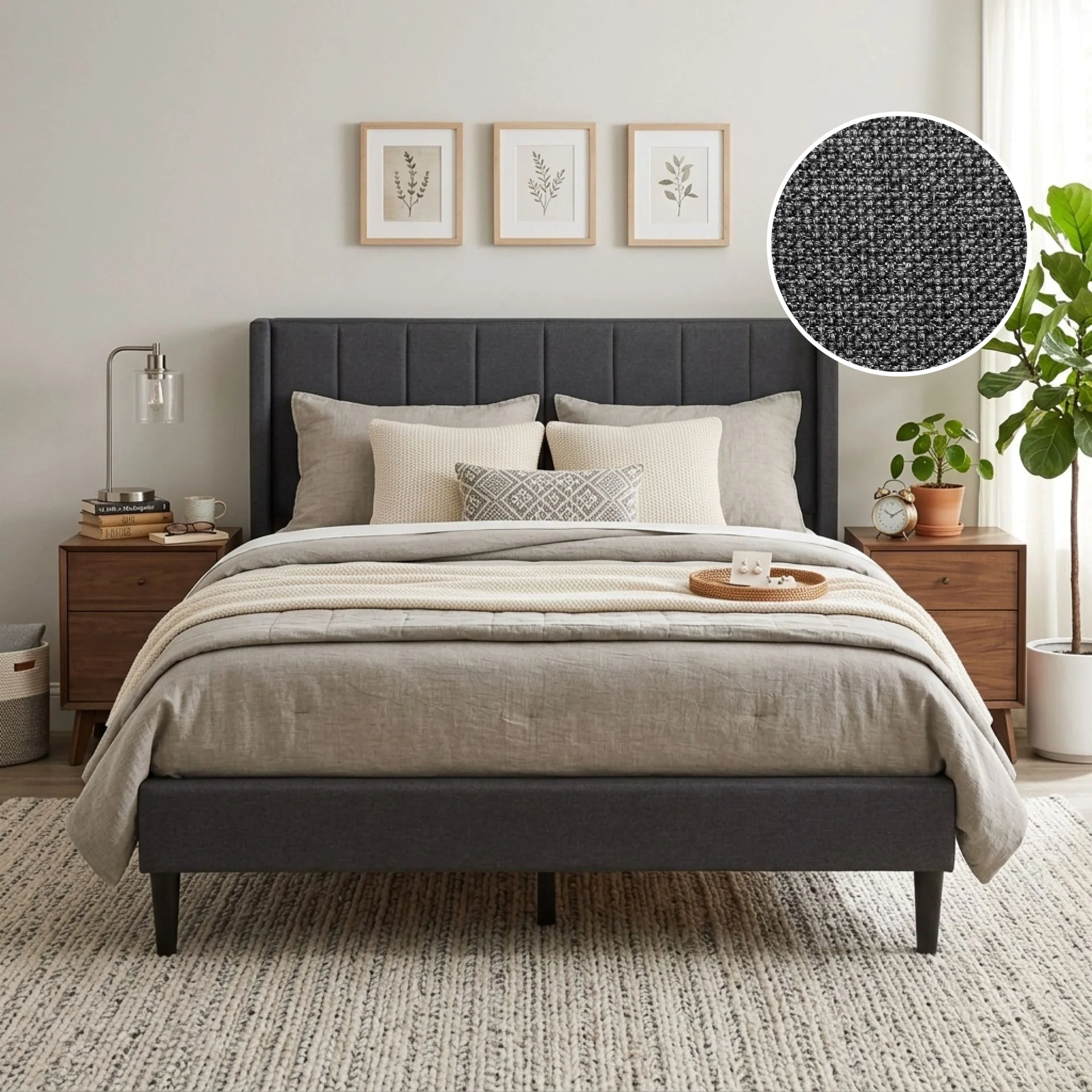 Linden Queen Bed Frame - Dark Grey - Image 2