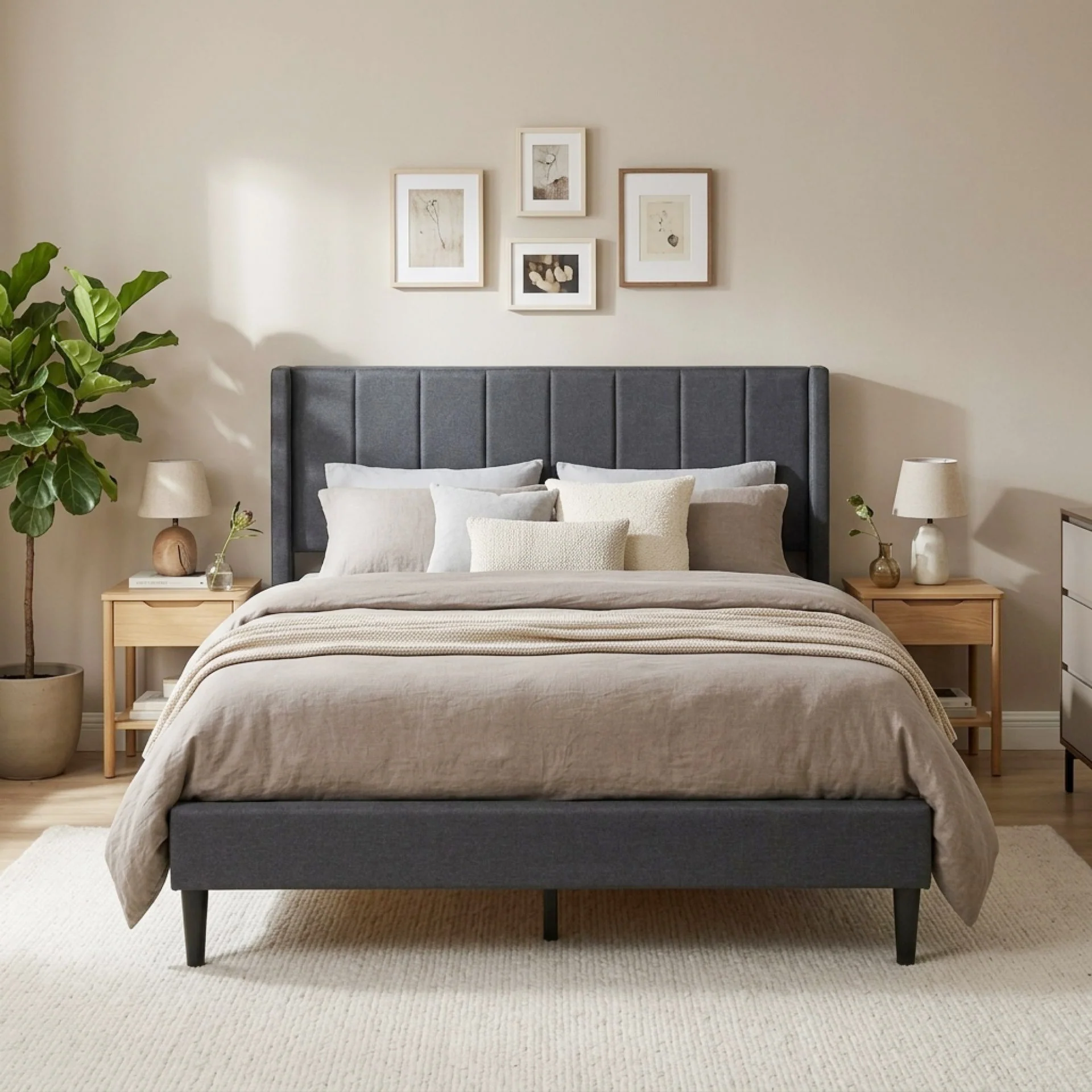 Linden Queen Bed Frame - Dark Grey - Image 5