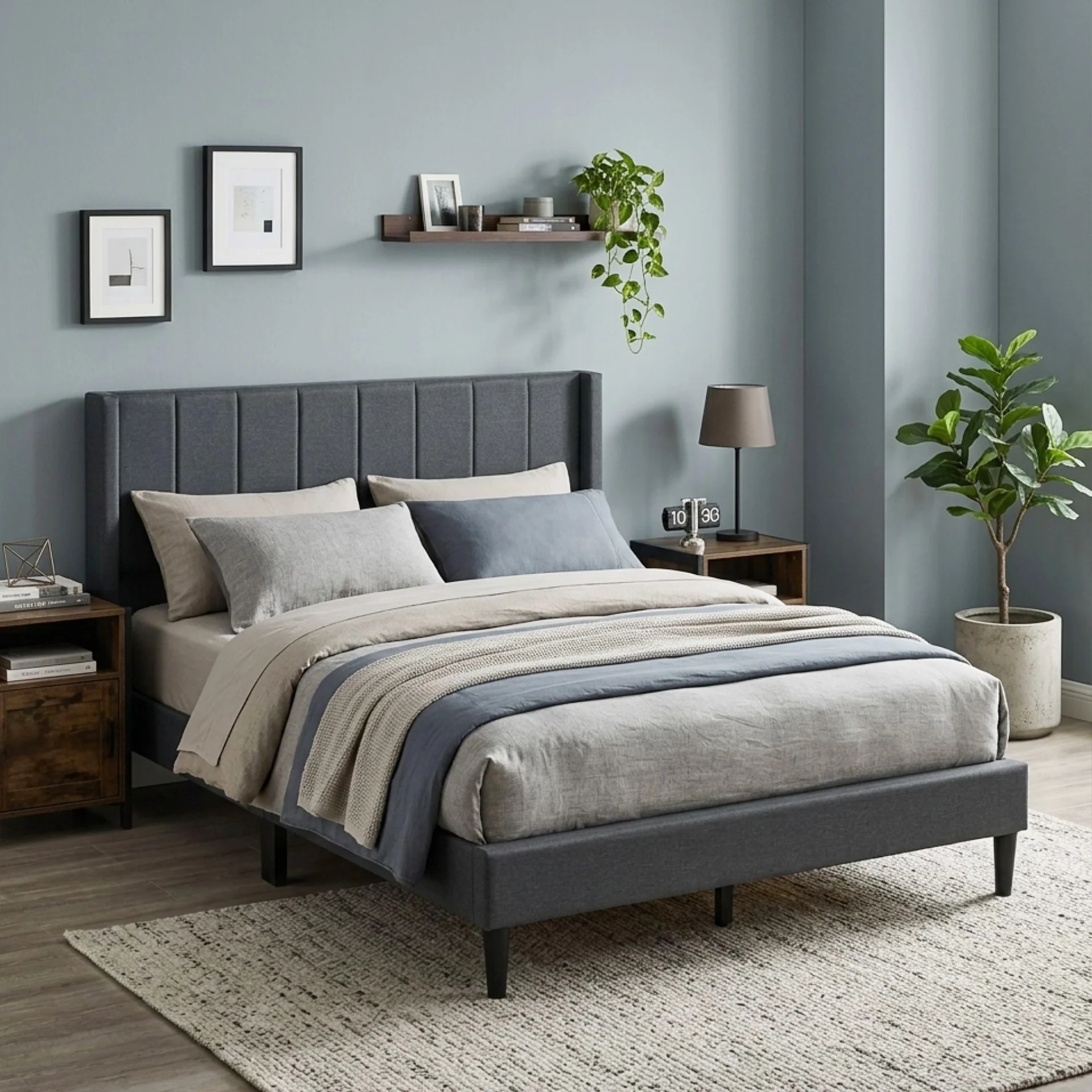 Linden Queen Bed Frame - Dark Grey - Image 6