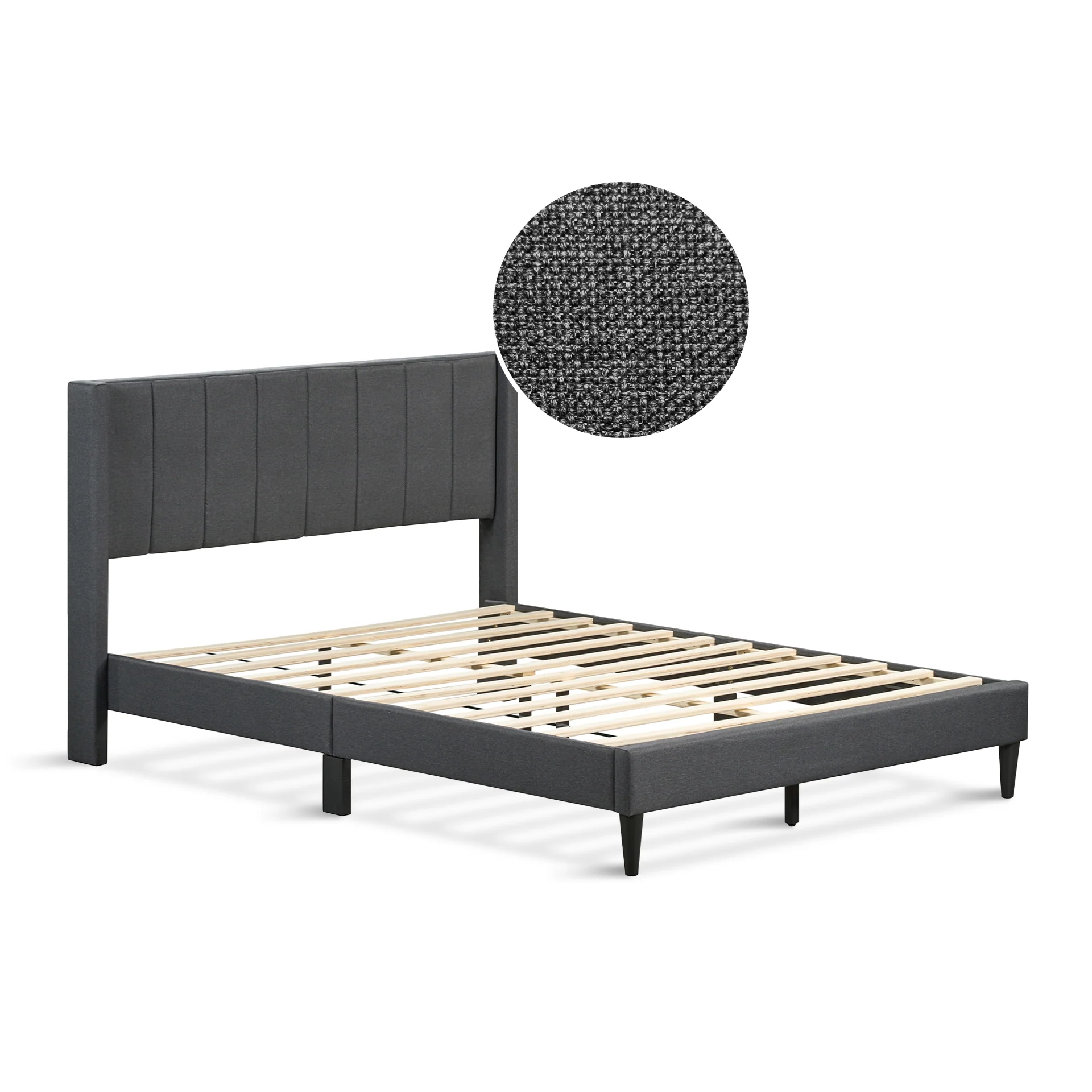 Linden Queen Bed Frame - Dark Grey - Image 9