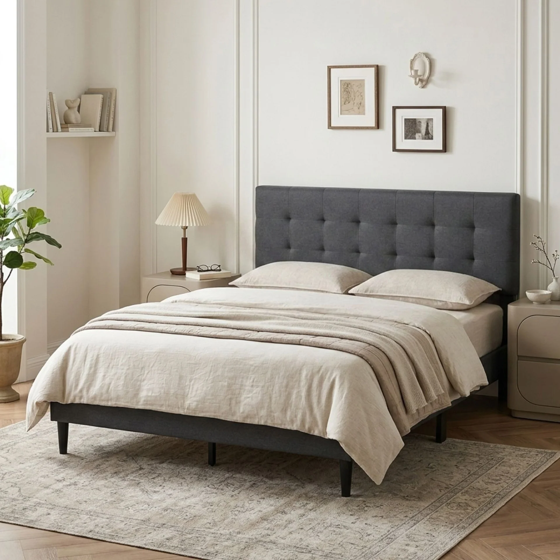 Kora Double Bed Frame - Dark Grey