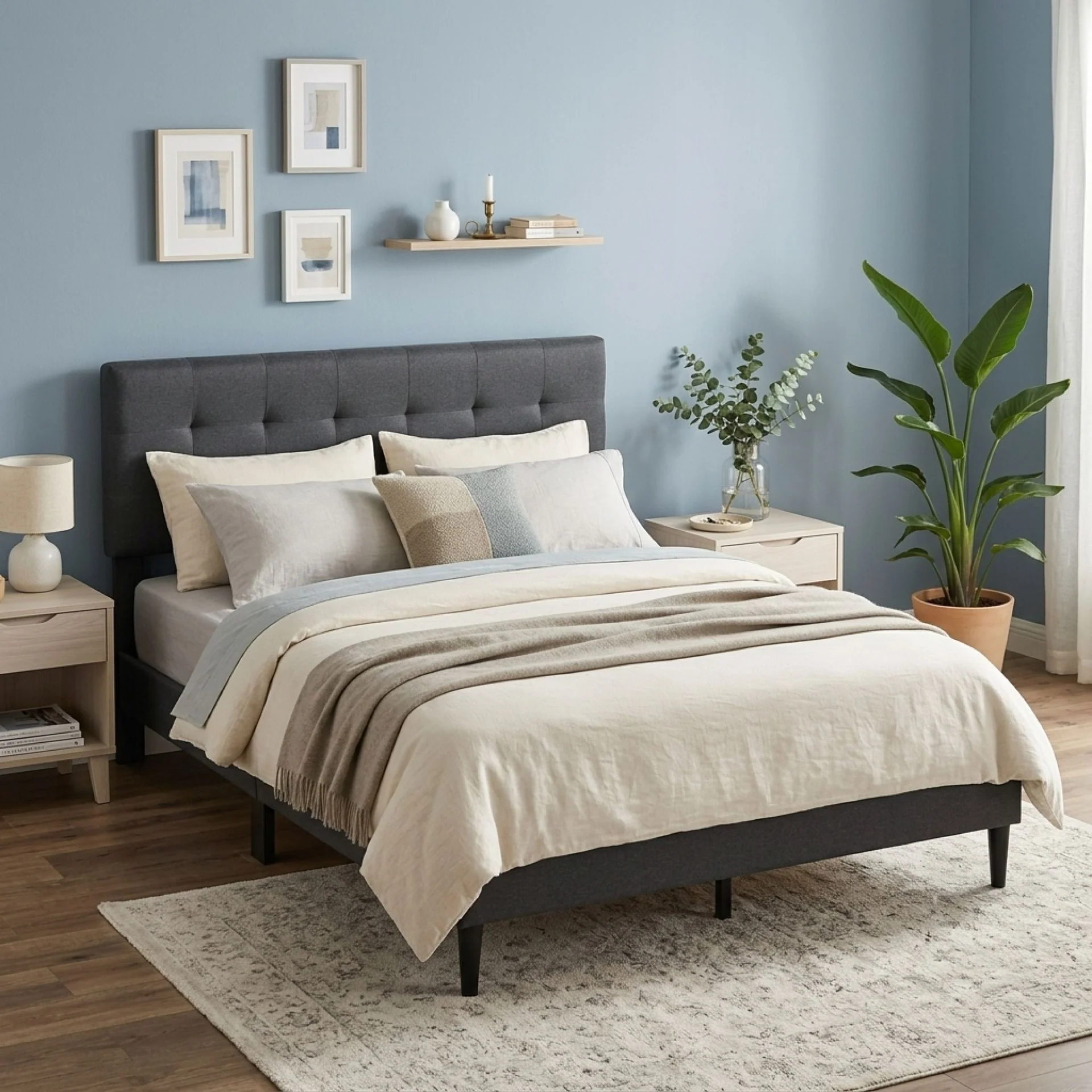 Kora Double Bed Frame - Dark Grey - Image 3