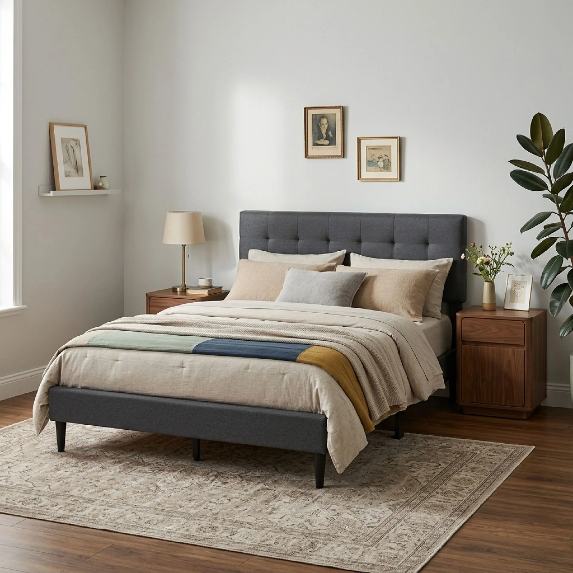 Kora Double Bed Frame - Dark Grey - Image 4
