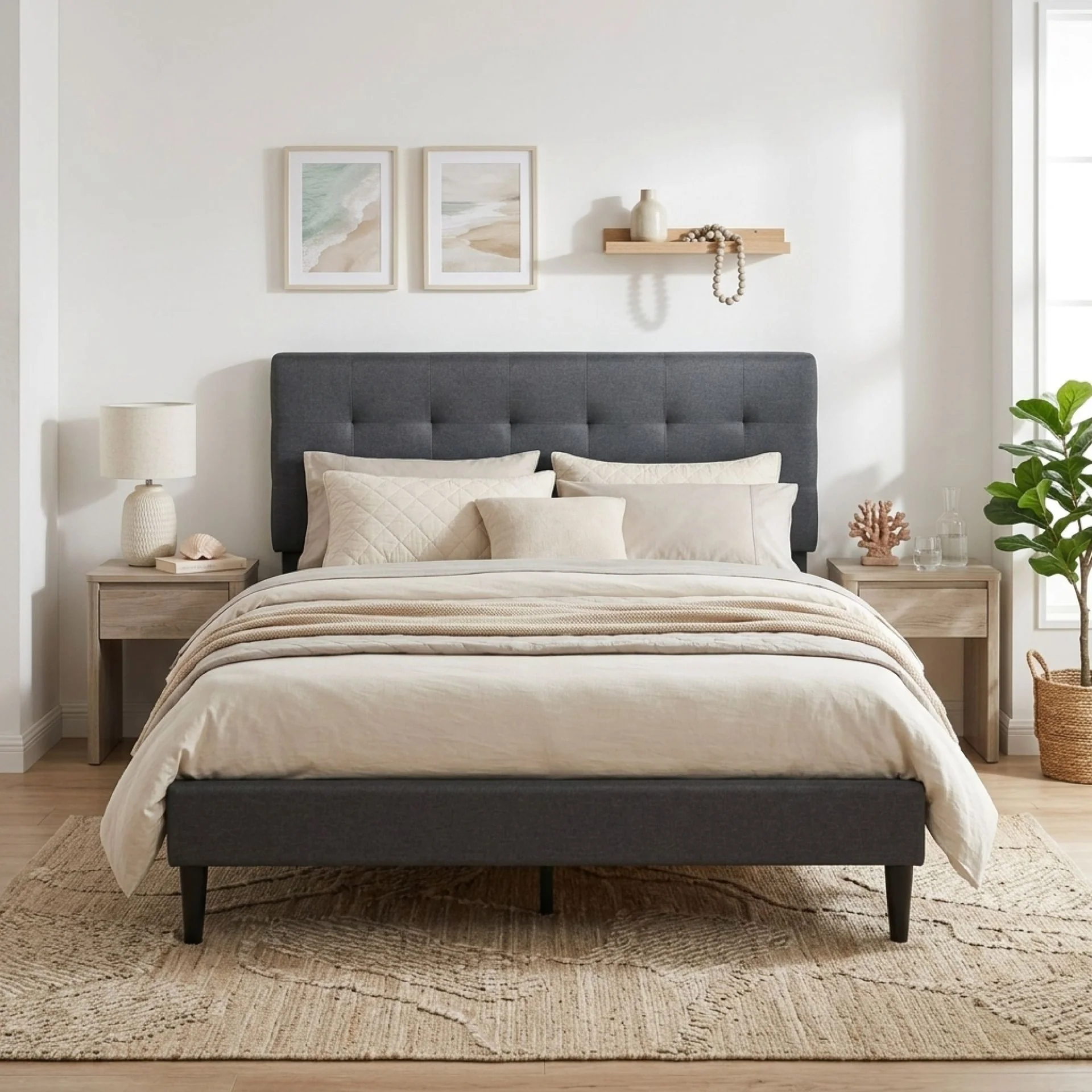 Kora Double Bed Frame - Dark Grey - Image 5
