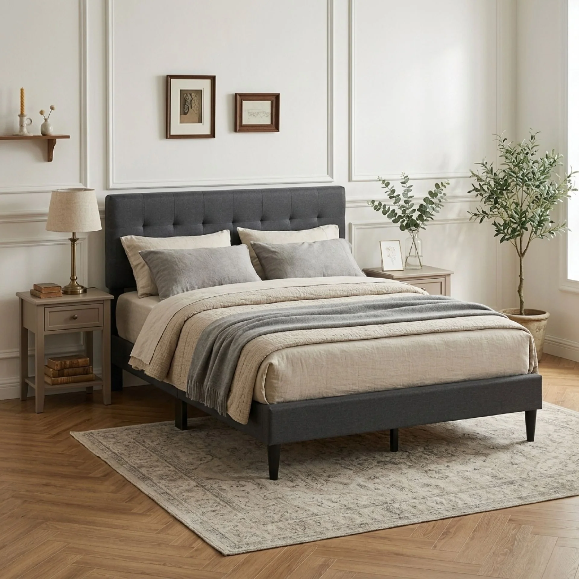 Kora Queen Bed Frame - Dark Grey - Image 3