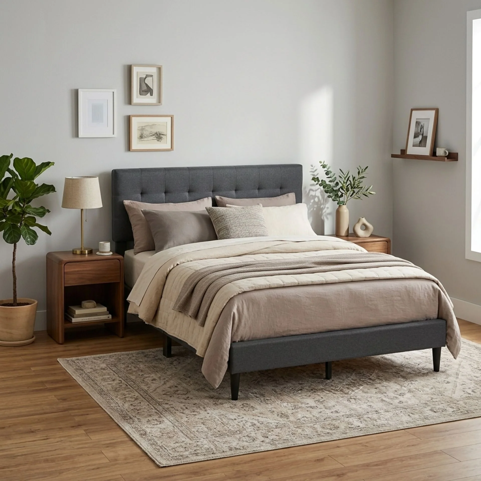 Kora Queen Bed Frame - Dark Grey - Image 6