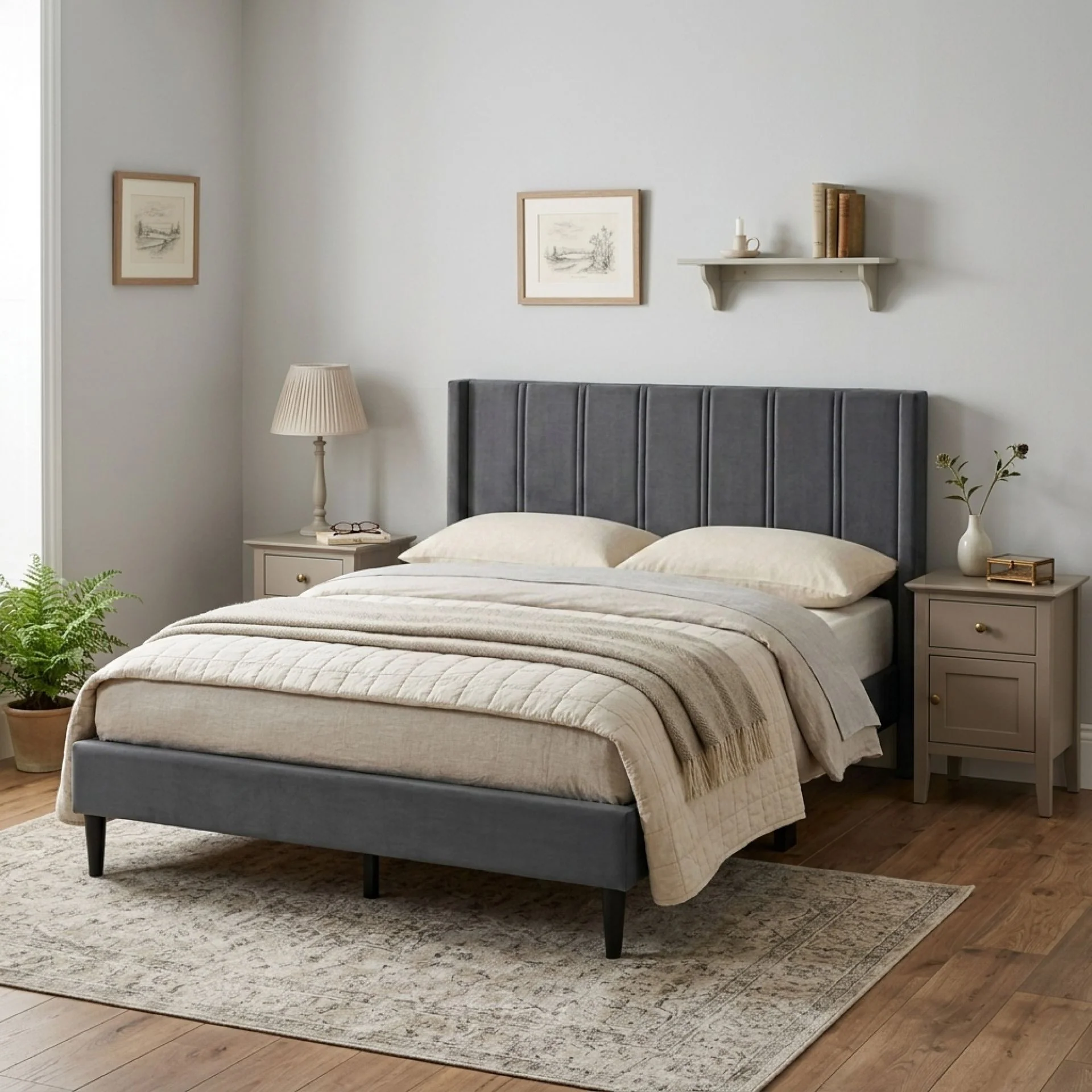 Rowen Double Bed Frame - Charcoal
