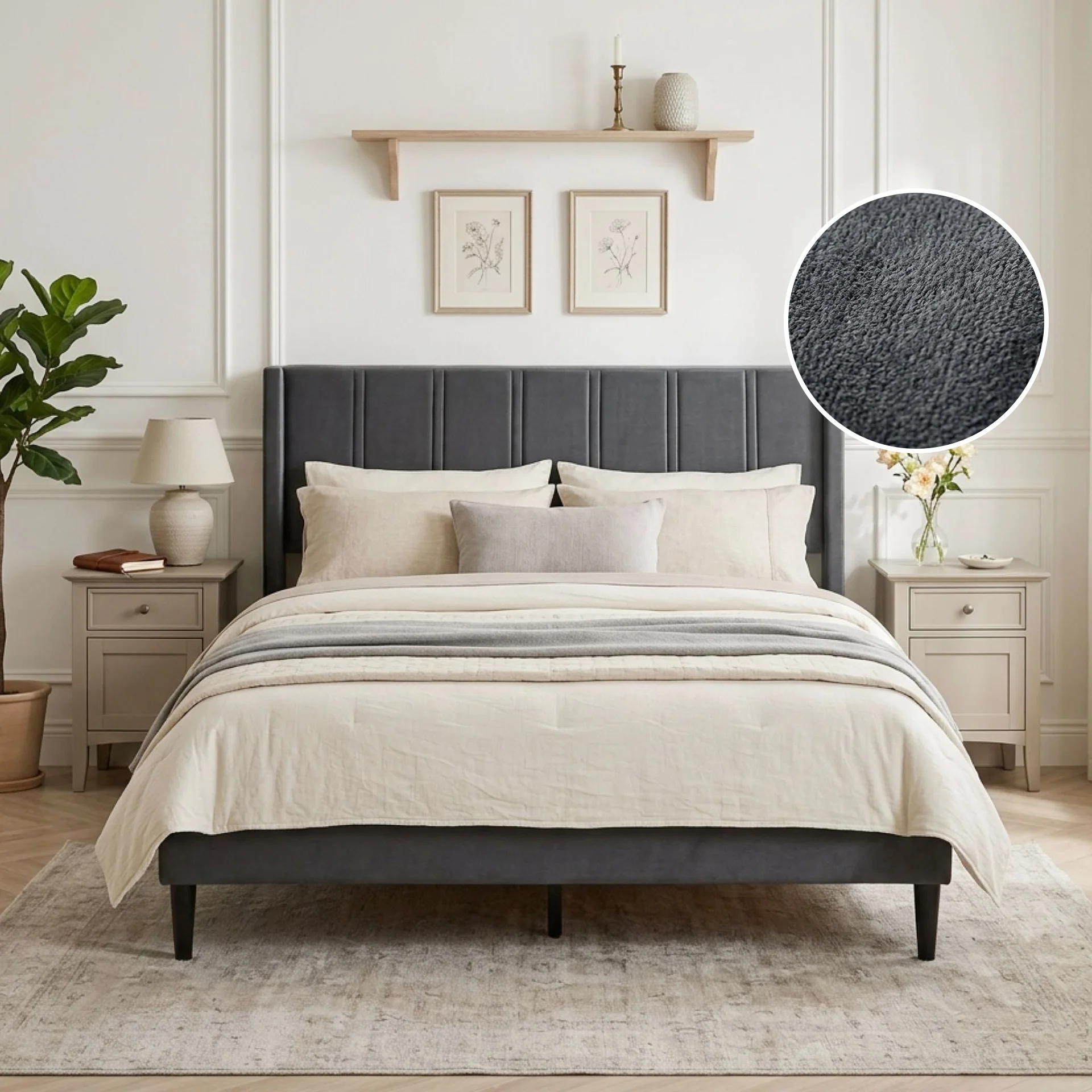 Rowen Double Bed Frame - Charcoal - Image 2