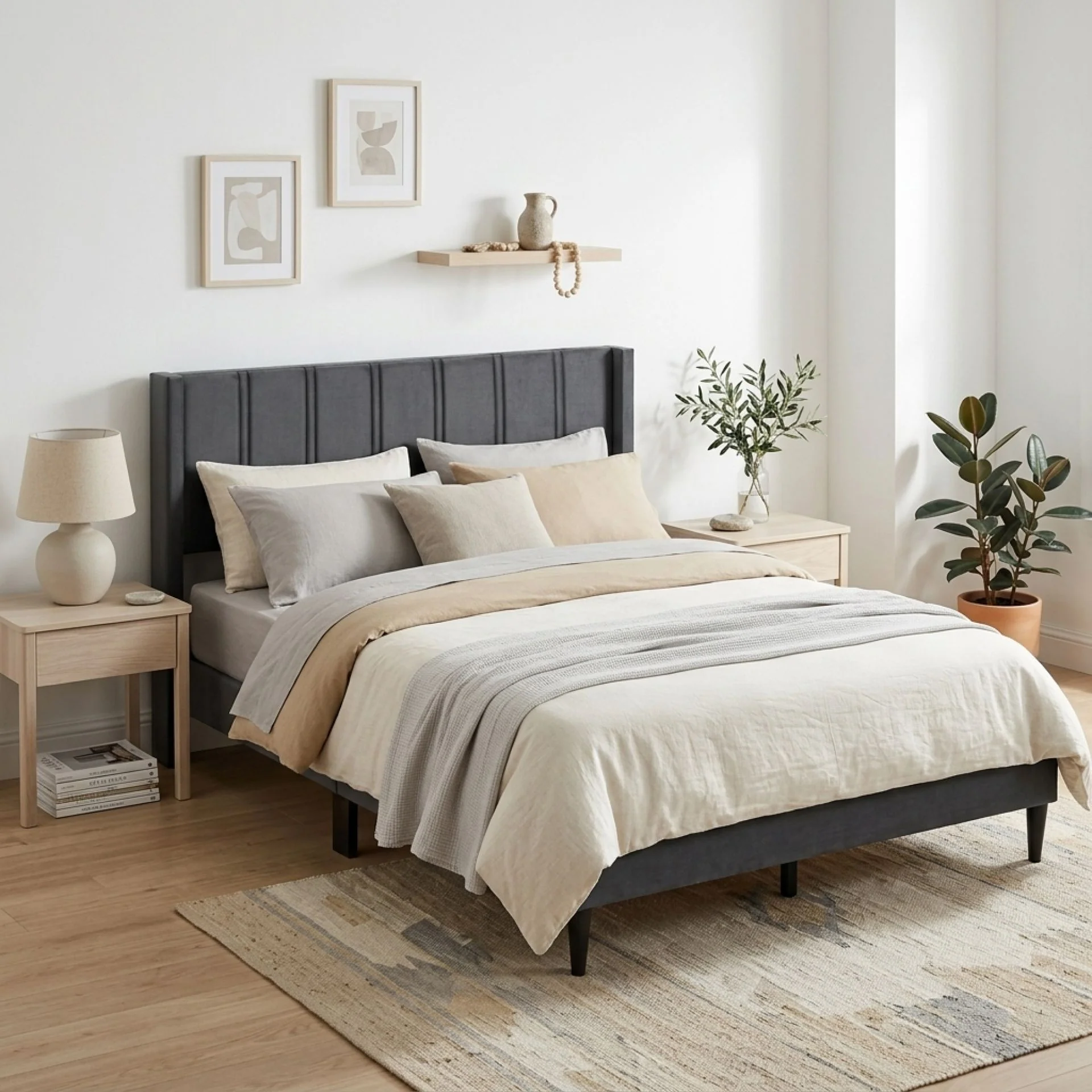 Rowen Double Bed Frame - Charcoal - Image 3