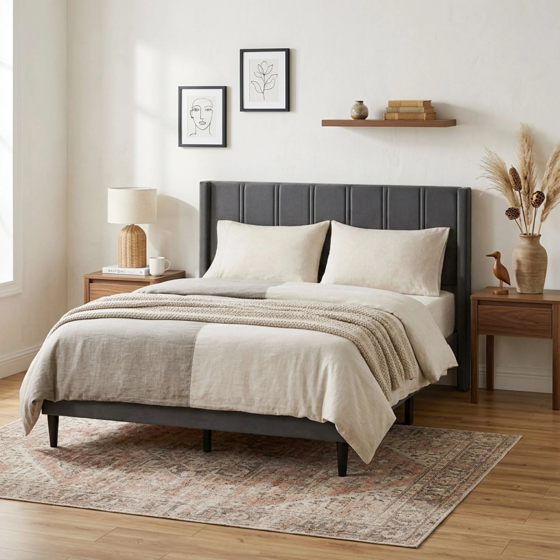 Rowen Double Bed Frame - Charcoal - Image 4