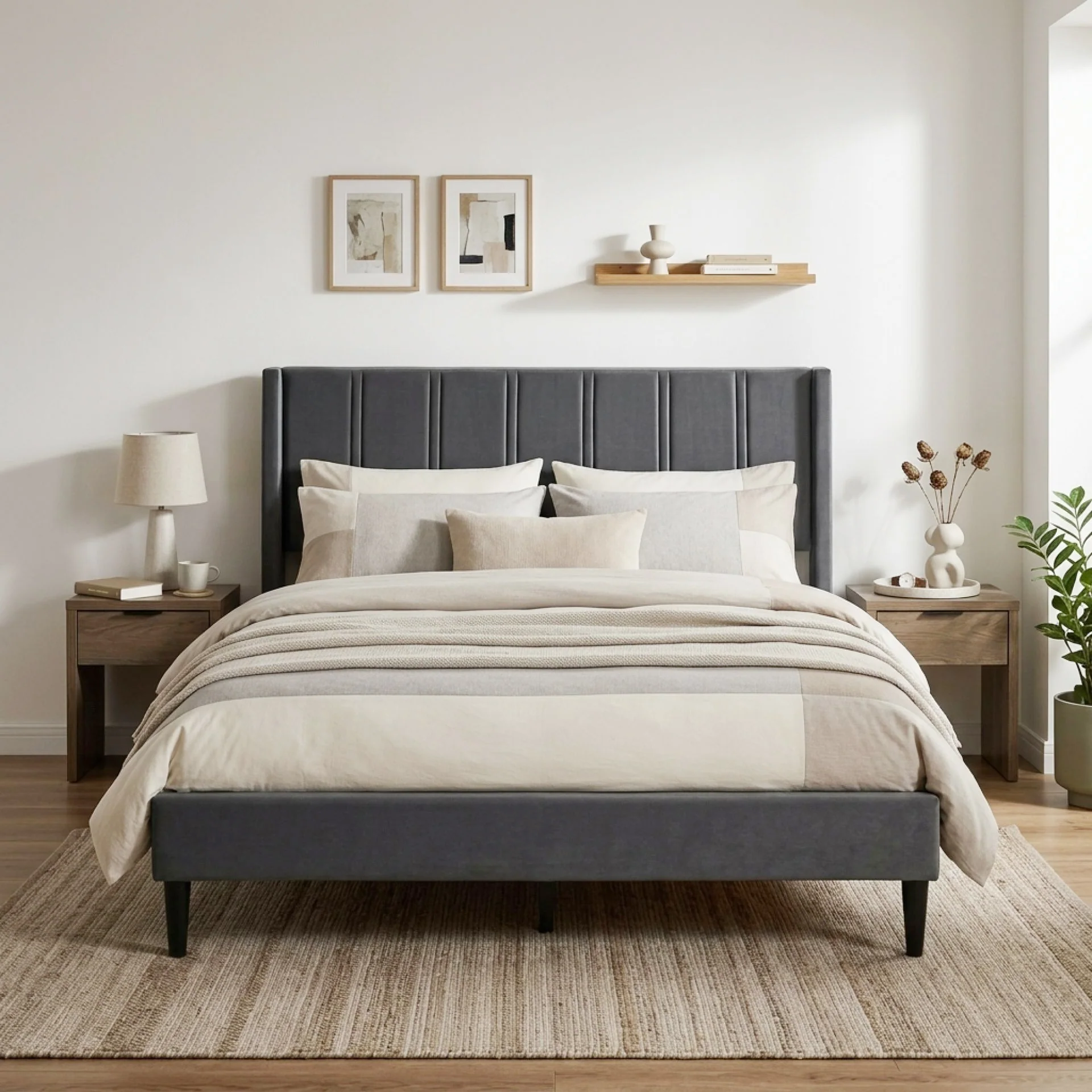 Rowen Double Bed Frame - Charcoal - Image 5