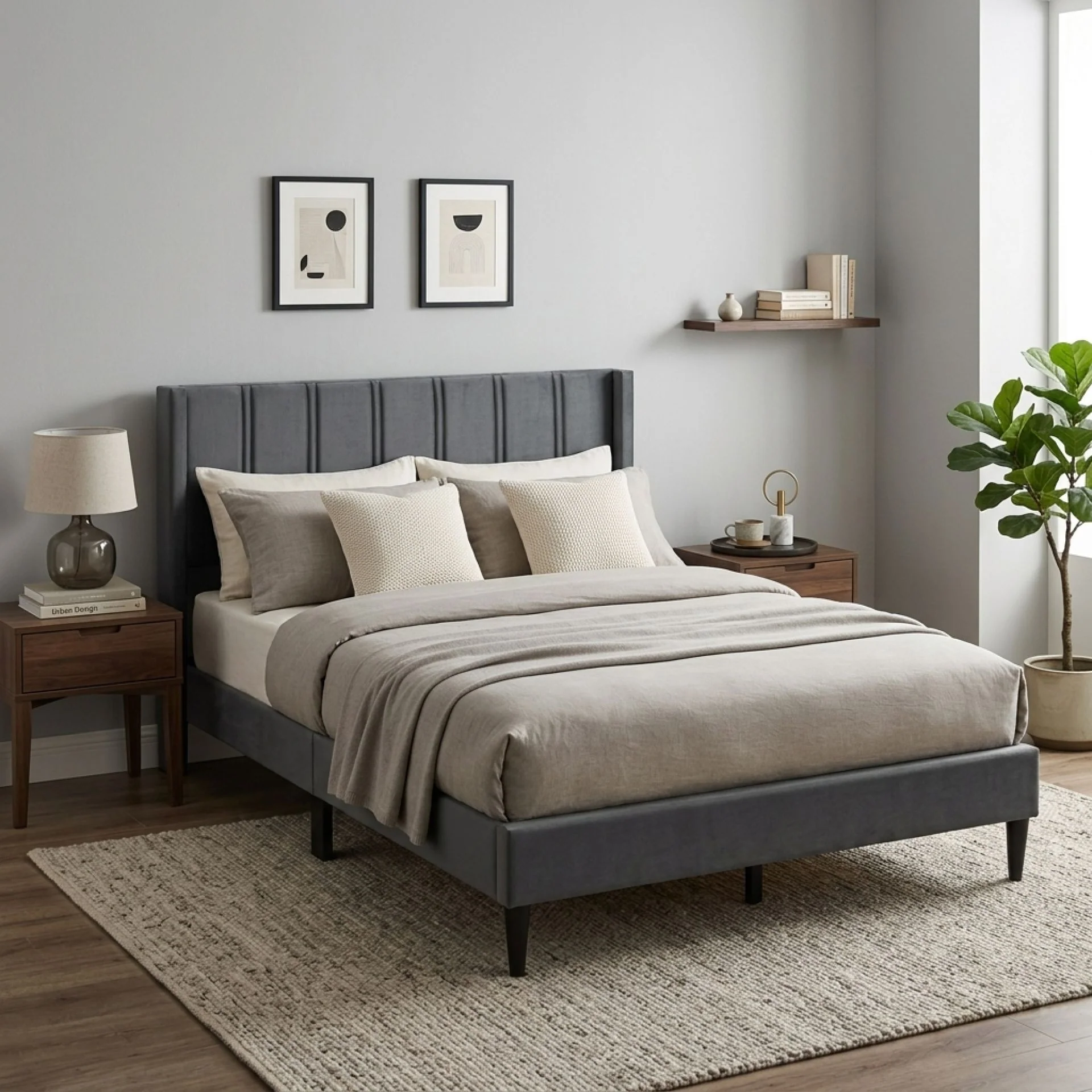 Rowen Double Bed Frame - Charcoal - Image 6